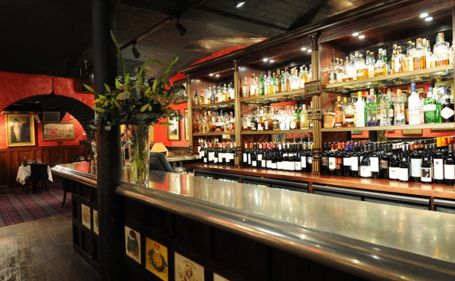 Stylish bar at Exclusive Hire Boisdale, ideal for networking events and gatherings.