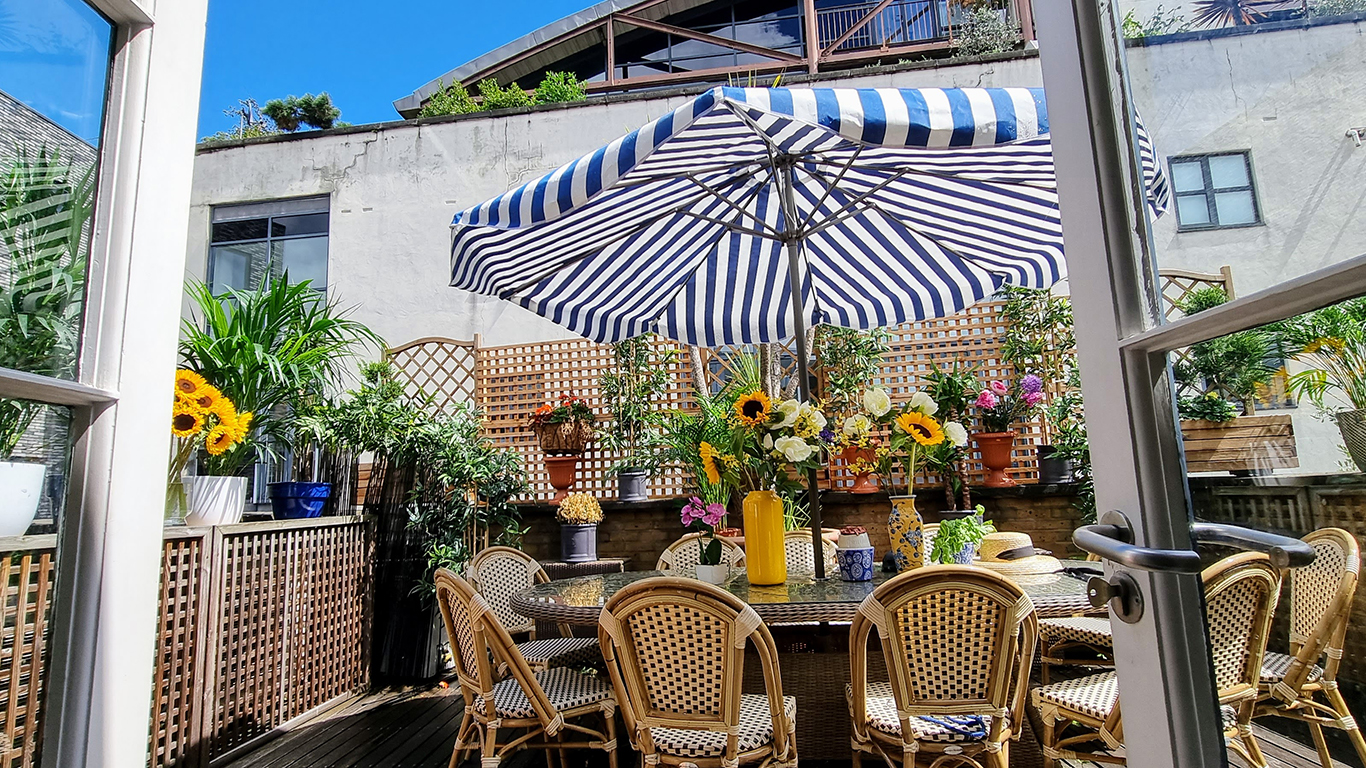 Charming outdoor venue in Lumiere London, ideal for networking and team-building events.