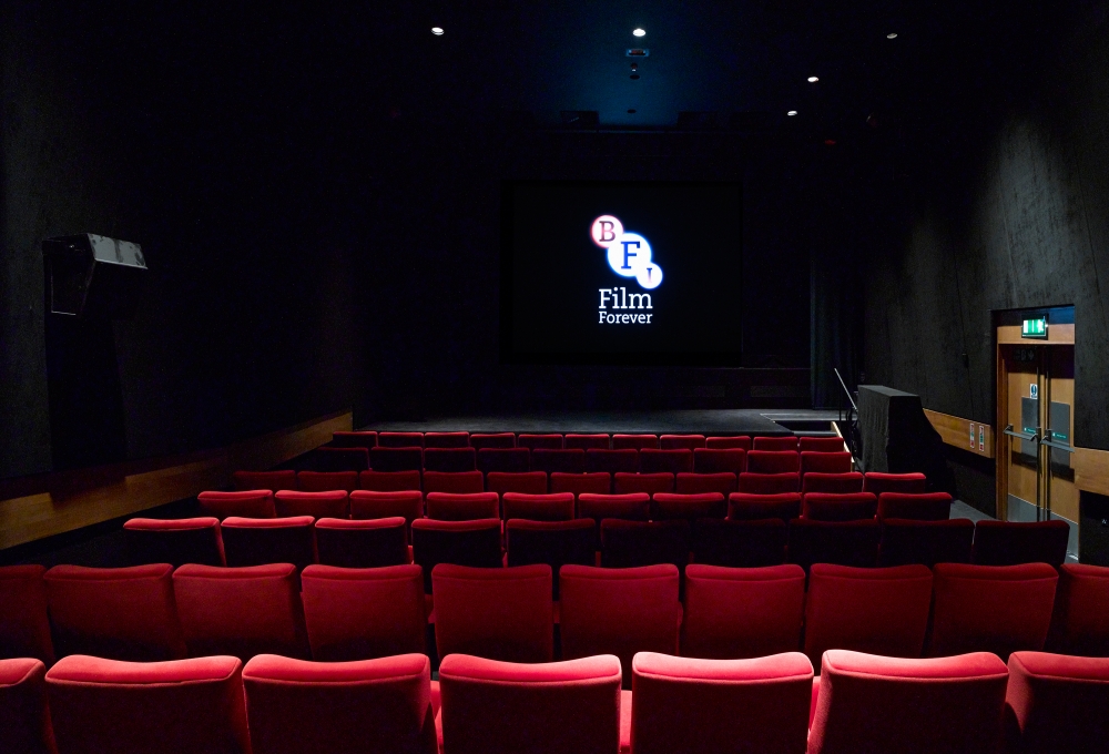"BFI Southbank theater with red seating, ideal for film screenings and corporate events."