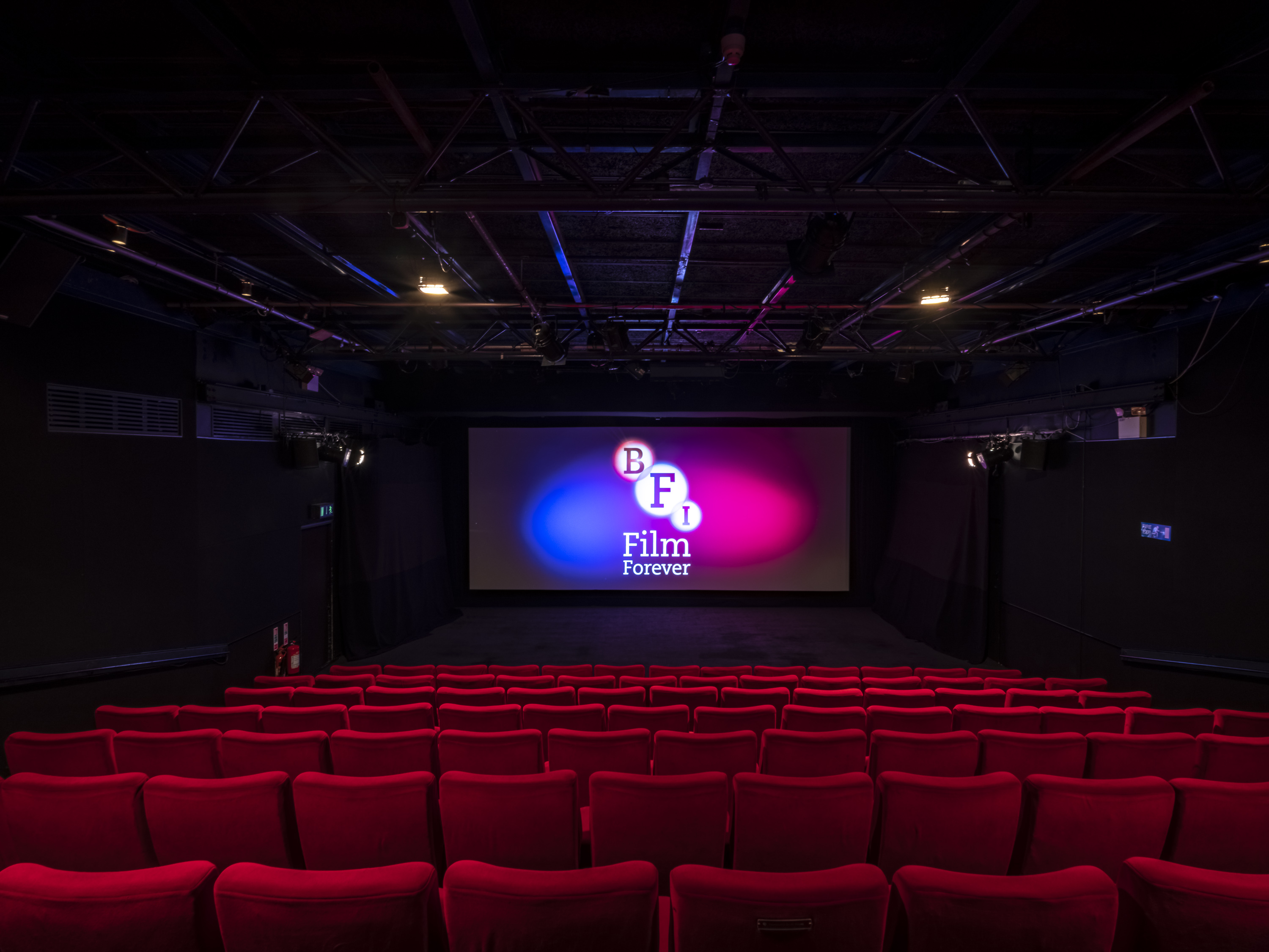 "NFT3 theater at BFI Southbank with plush red seating for film screenings and events."