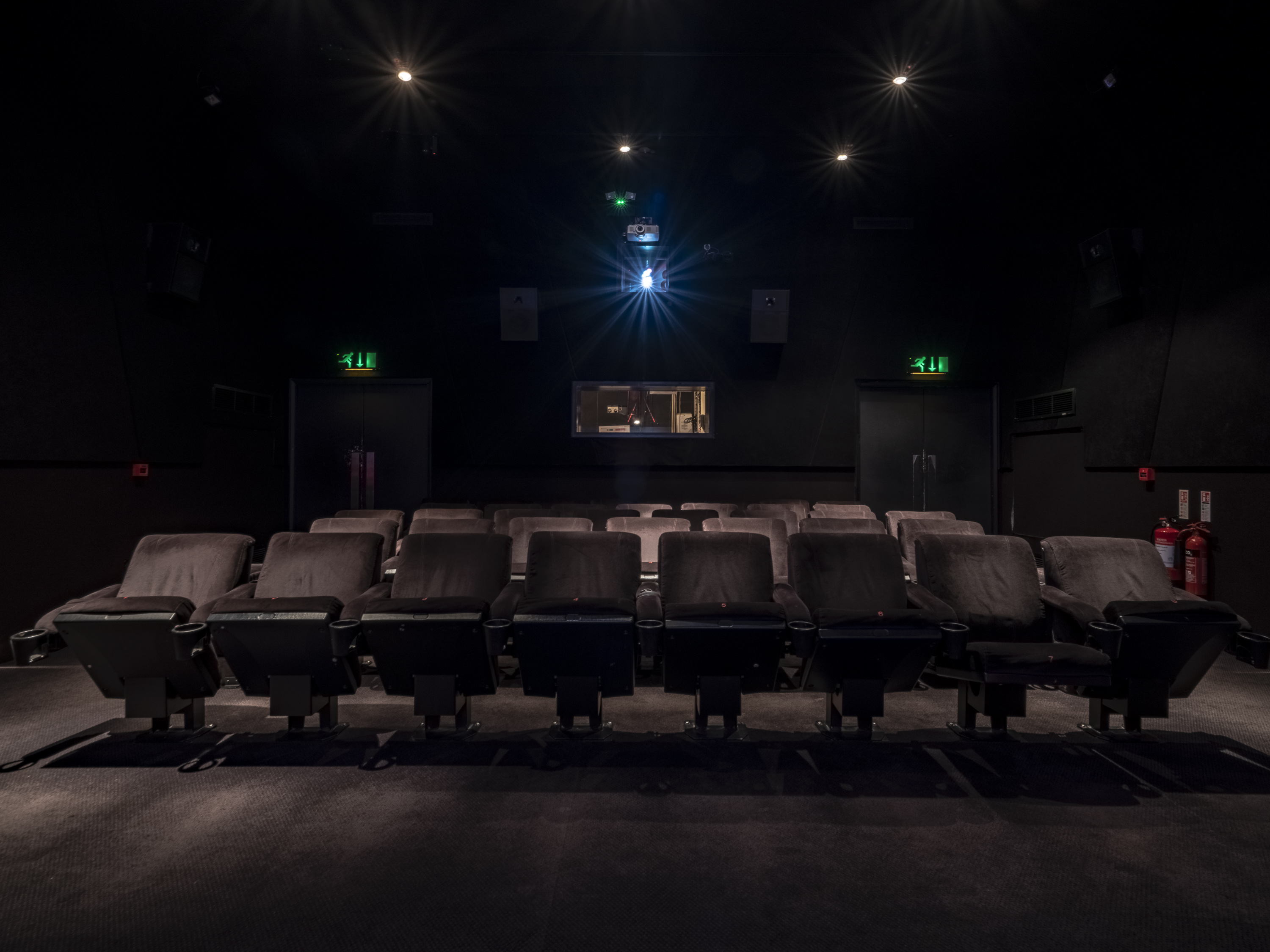 Modern theater setup at BFI Southbank for intimate film screenings and presentations.