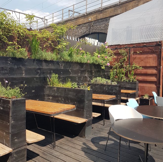 Stylish outdoor seating at Number 10 London, ideal for networking events and casual meetings.