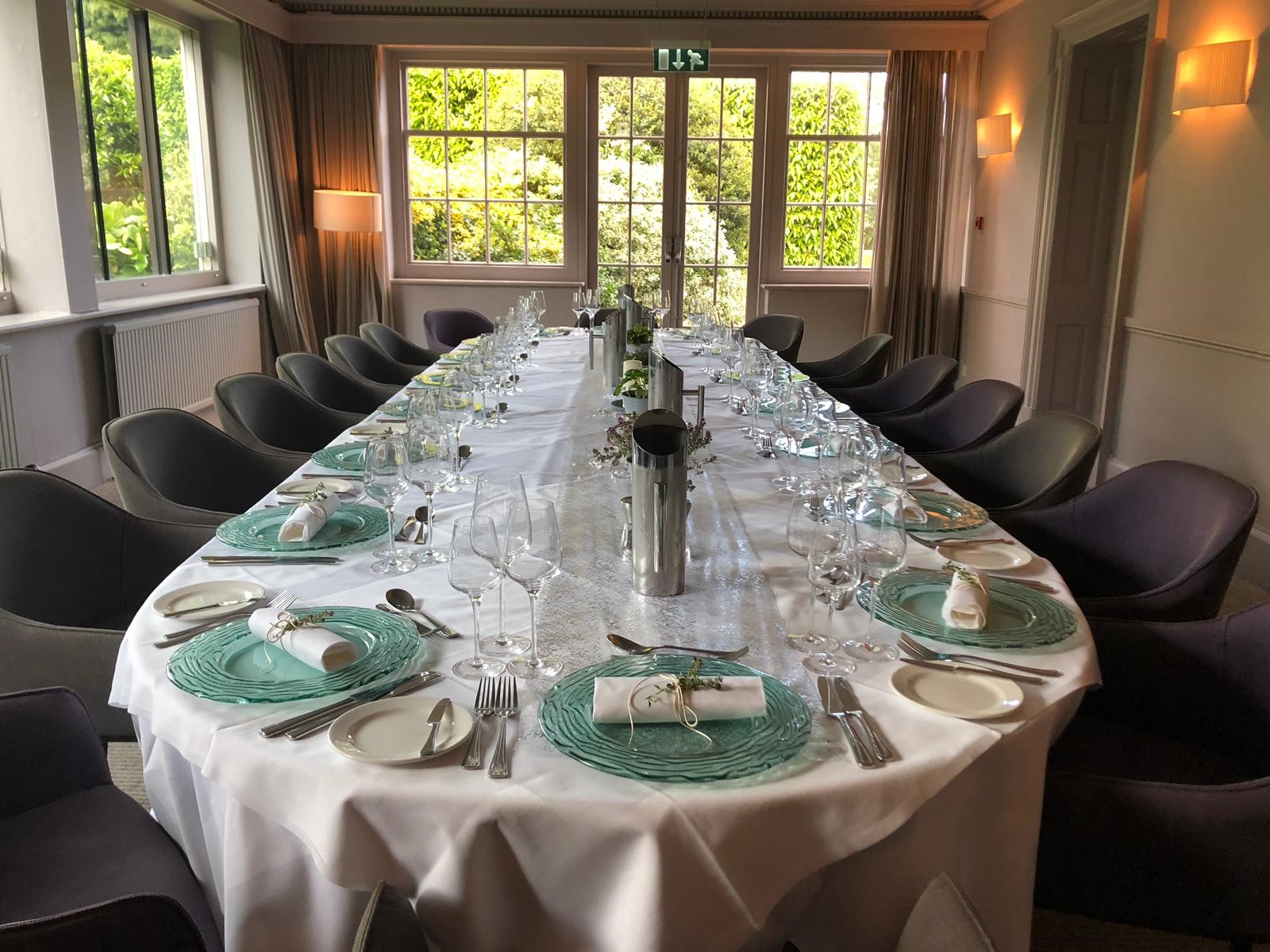 Elegant banquet table at The Elms Hotel & Spa, perfect for corporate events and gatherings.