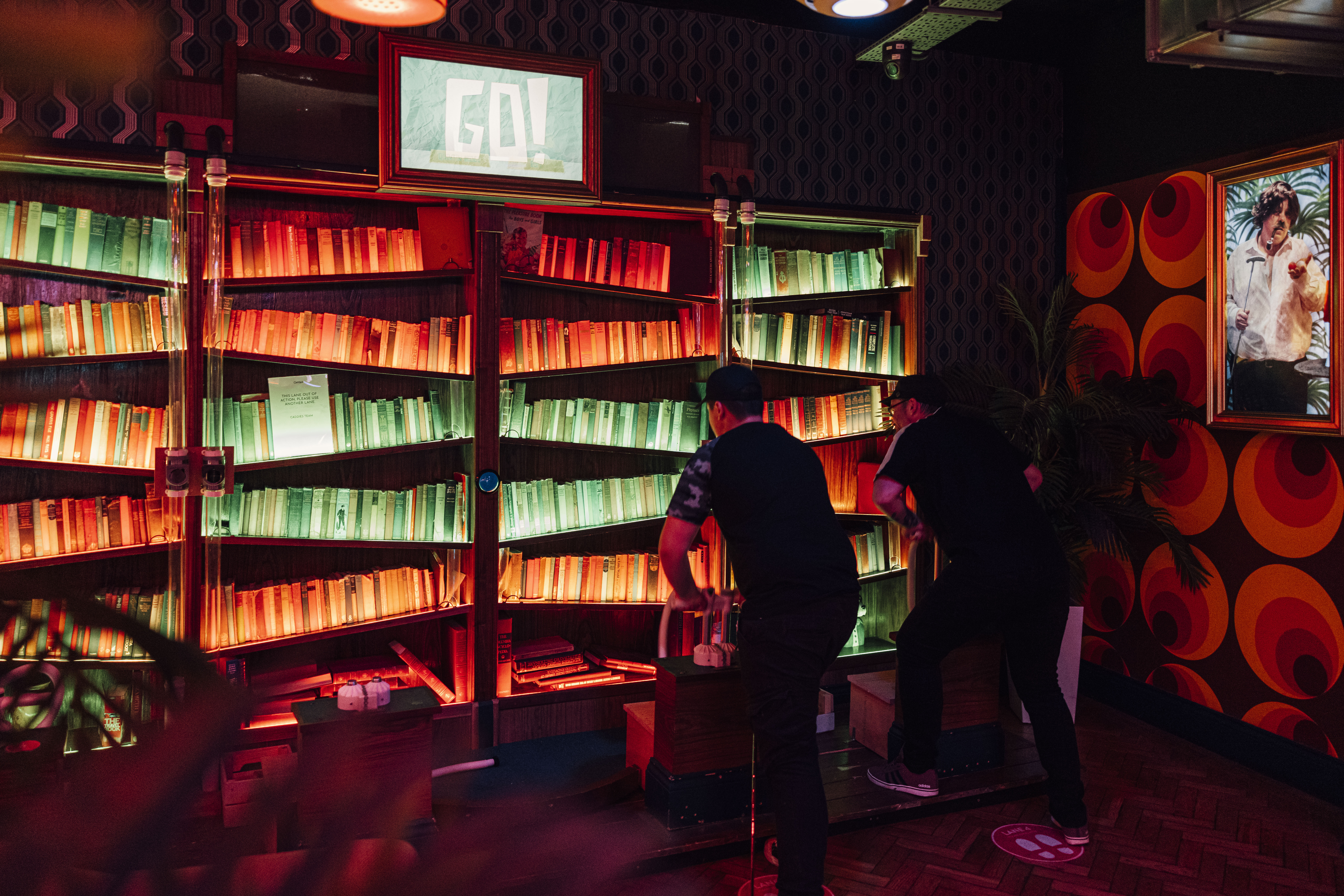 Vibrant event space at Caddies Southend for team-building and creative workshops.