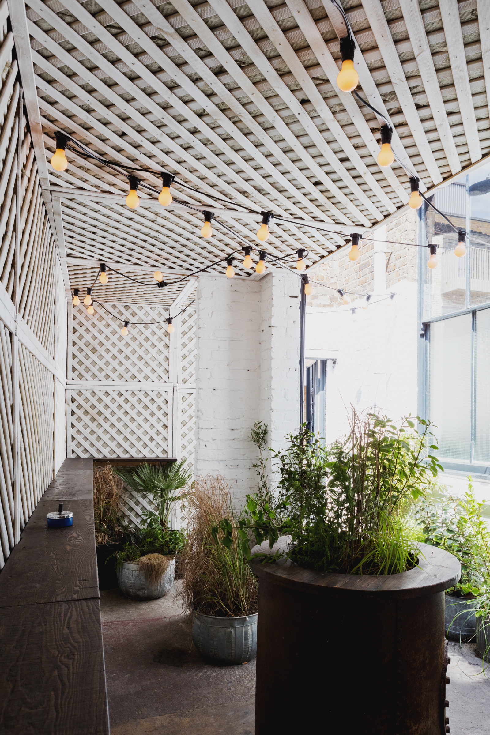 Charming outdoor venue at Martello Hall with string lights for intimate gatherings.