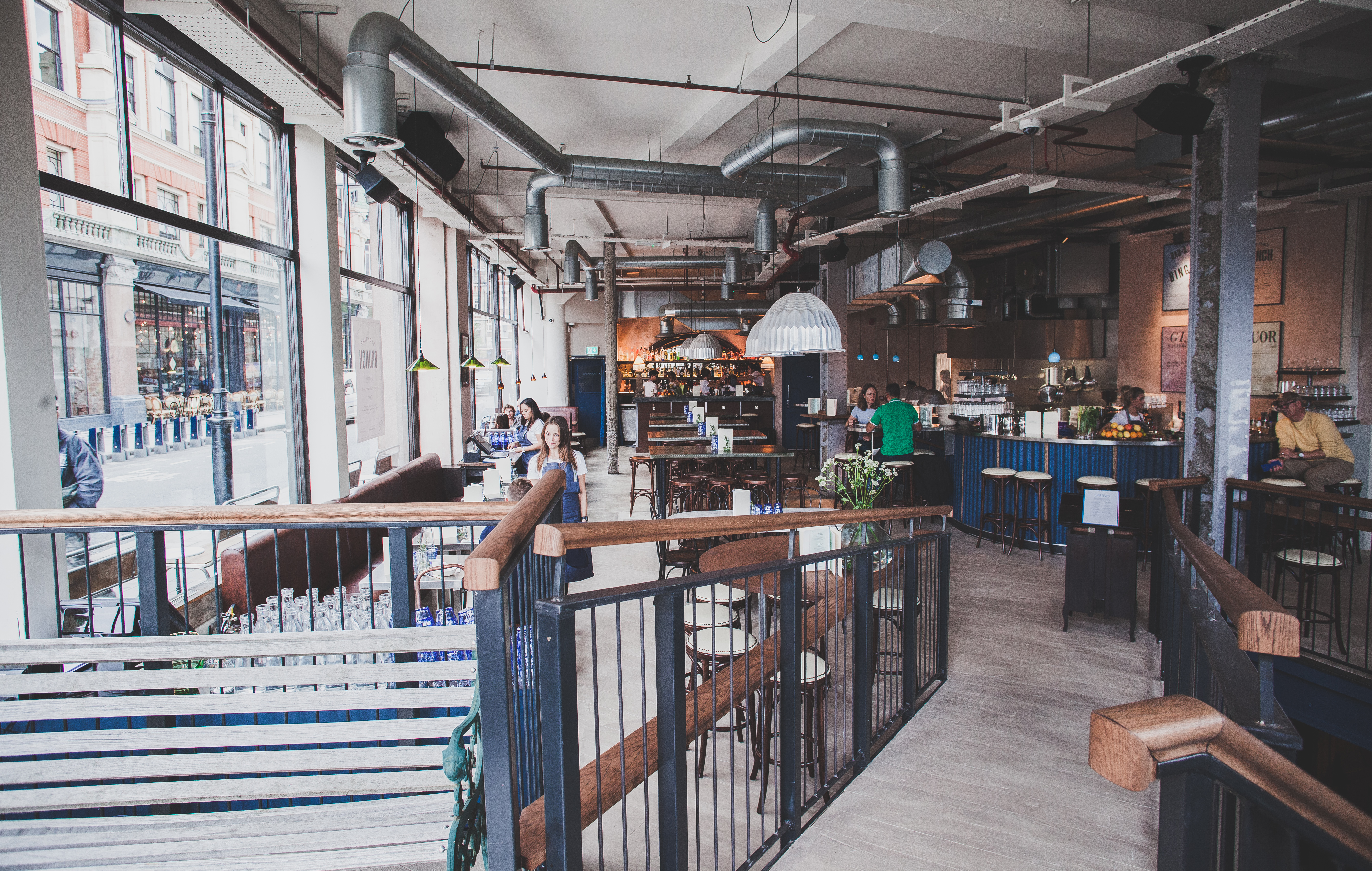 Spacious modern venue at Pacifica Burger & Cocktail Bar for casual meetings and events.