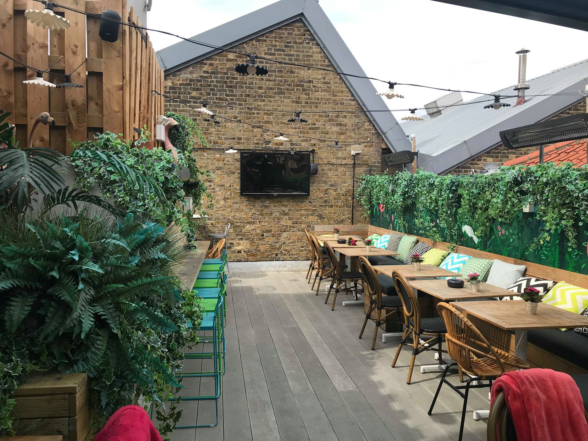 Stylish outdoor event space at Juniper Terrace, ideal for summer gatherings and networking.