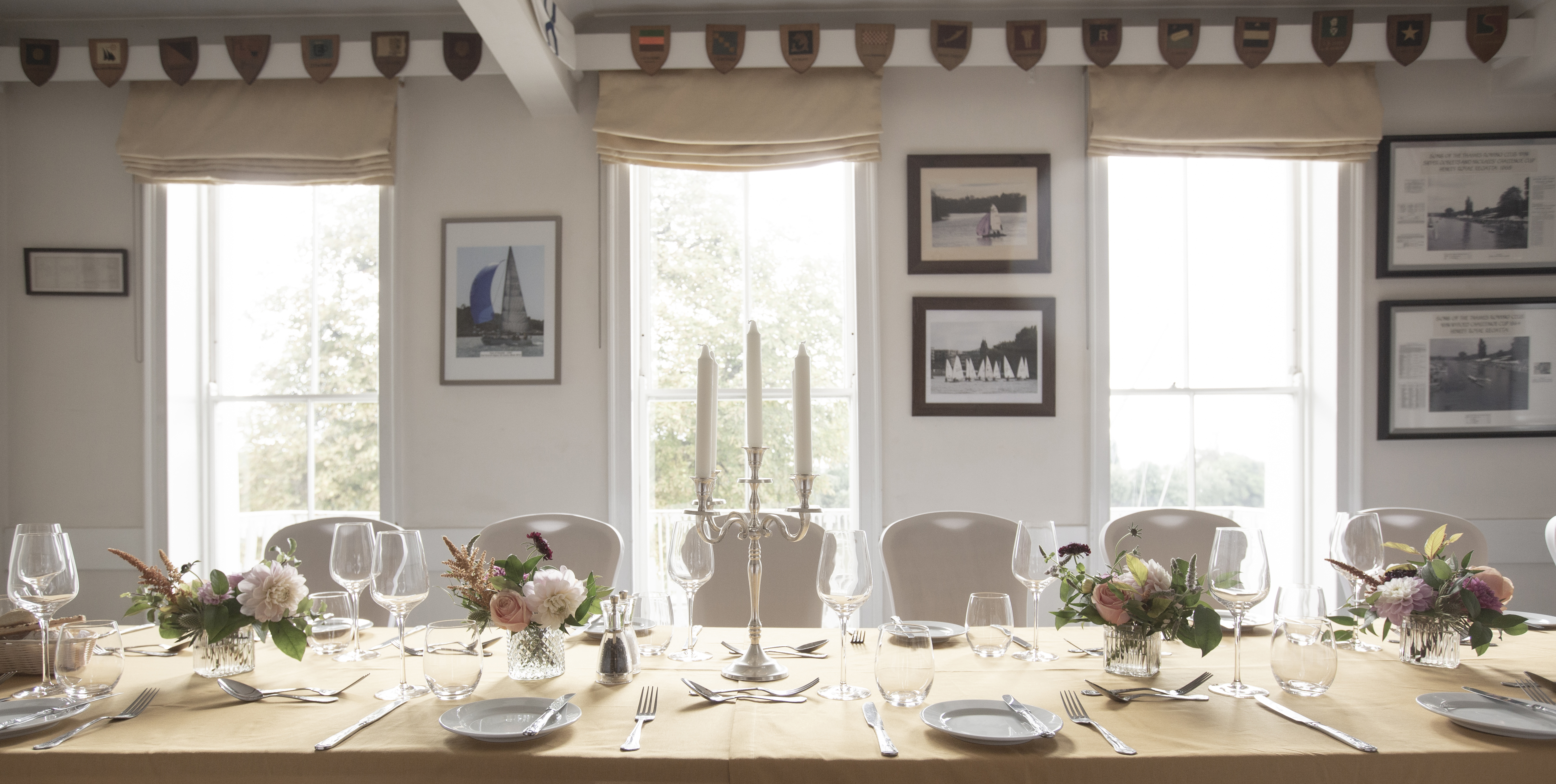 Elegant dining table in THE BOARDROOM, perfect for corporate dinners and celebrations.