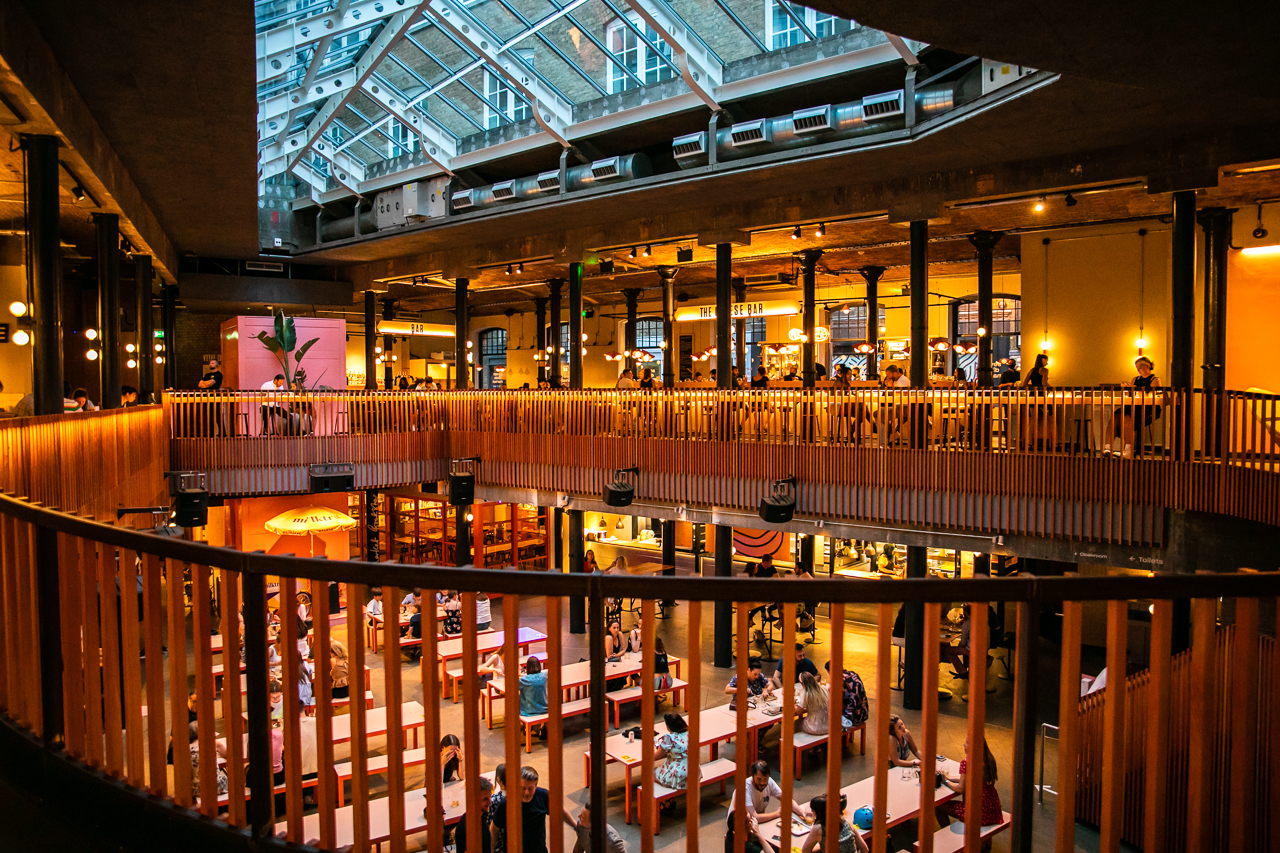 The Market Bookshop in Seven Dials: vibrant venue with natural light for events and gatherings.