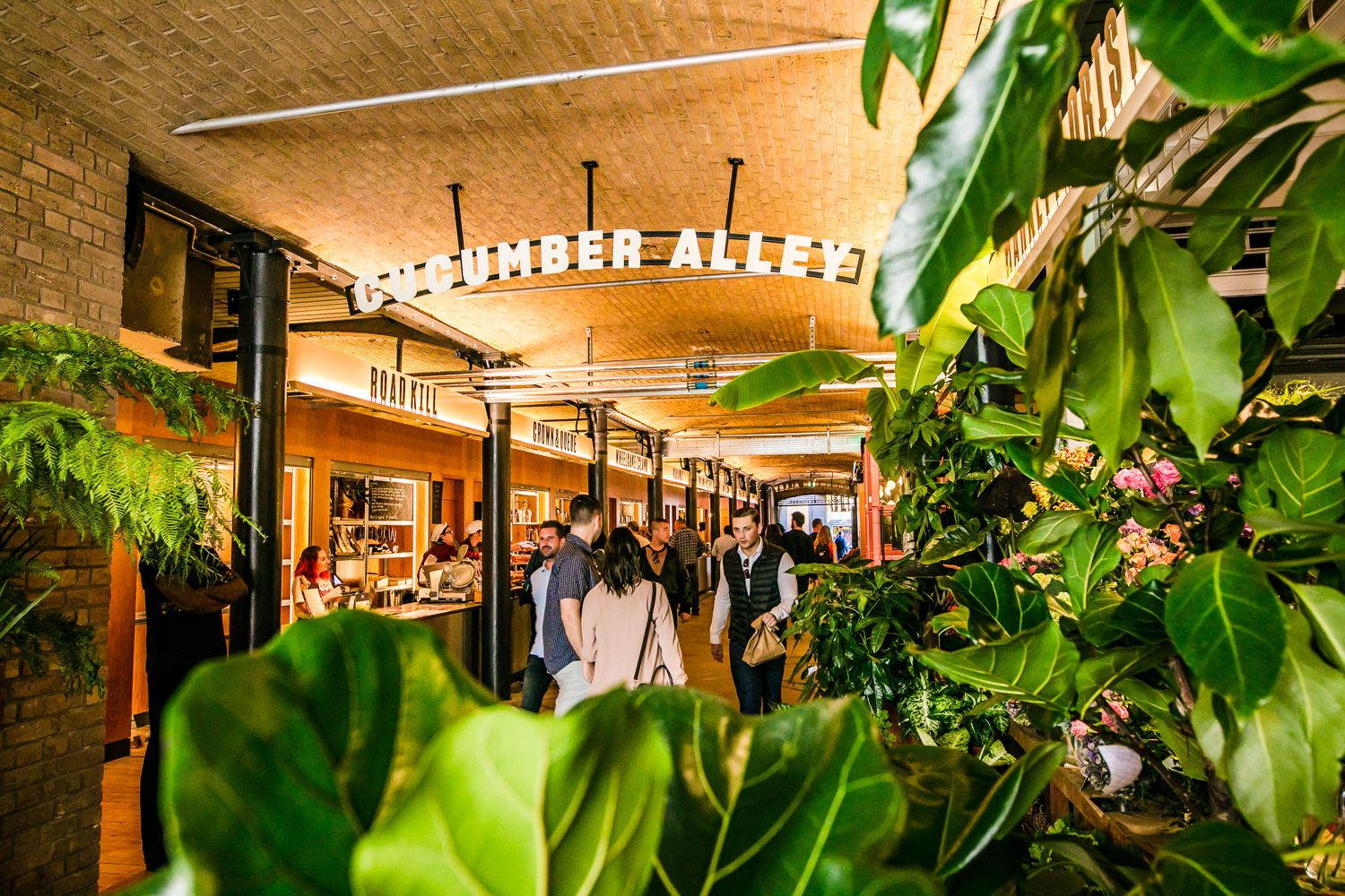 Vibrant event space at The Market Bookshop, lush greenery for casual gatherings.