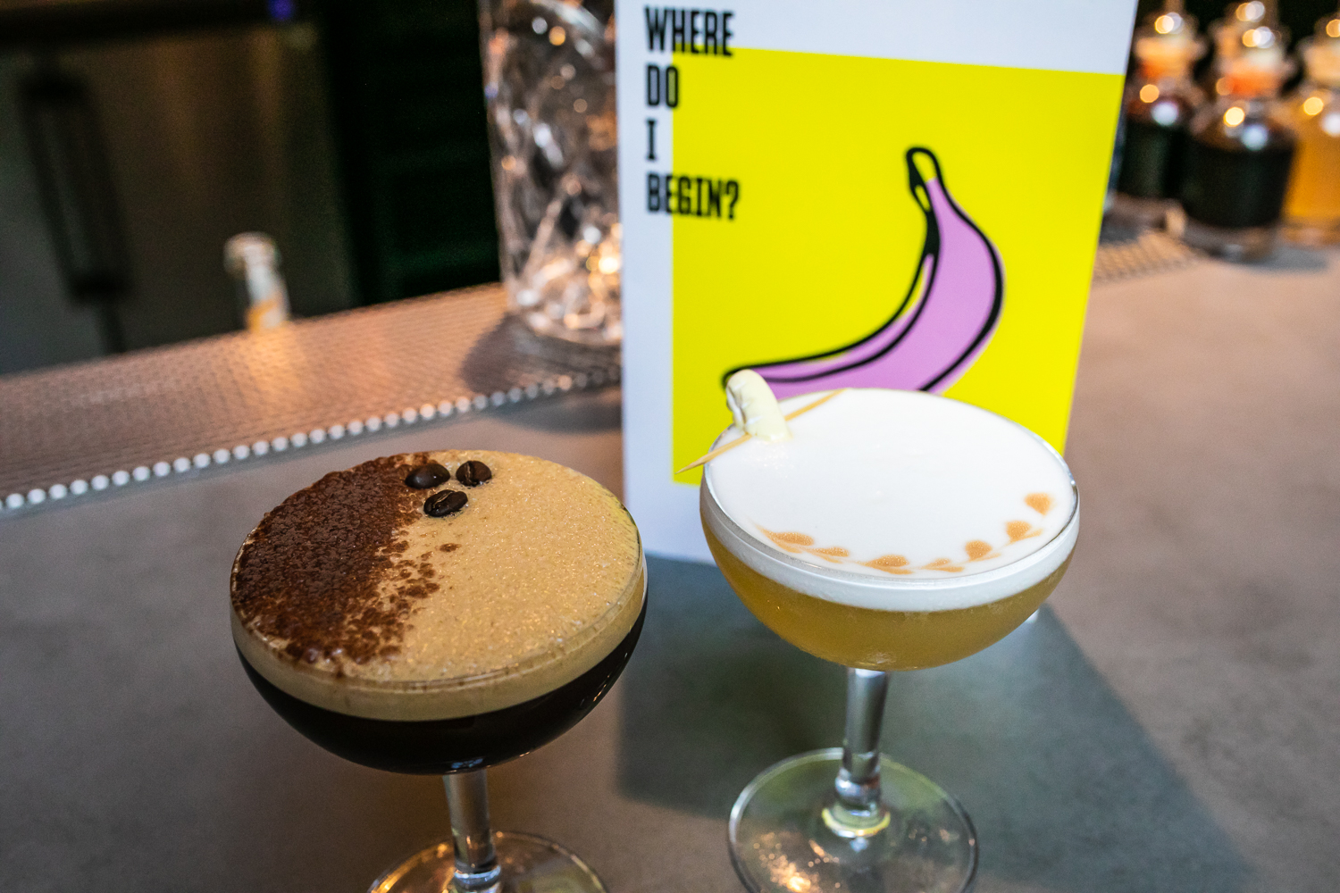 Stylish bar with cocktails at The Market Bookshop, Seven Dials Market for events.
