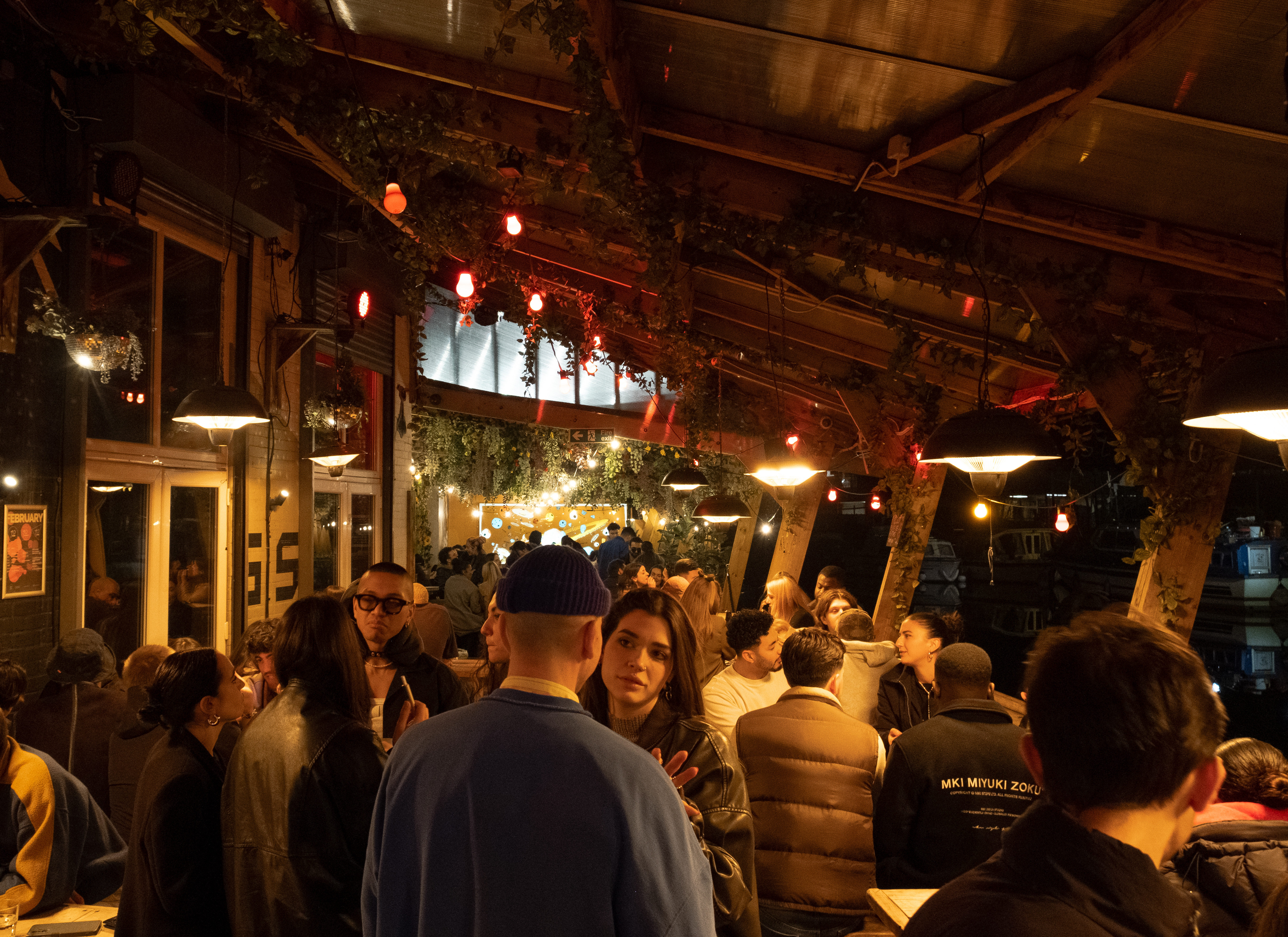 90 Bar & Kitchen bustling evening event in Hackney Wick, ideal for networking and gatherings.
