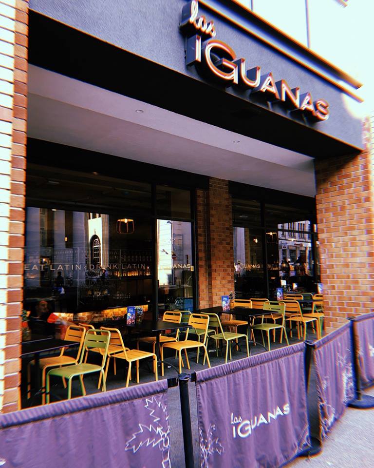 Vibrant outdoor seating at Las Iguanas Coventry, perfect for casual meetings and networking.