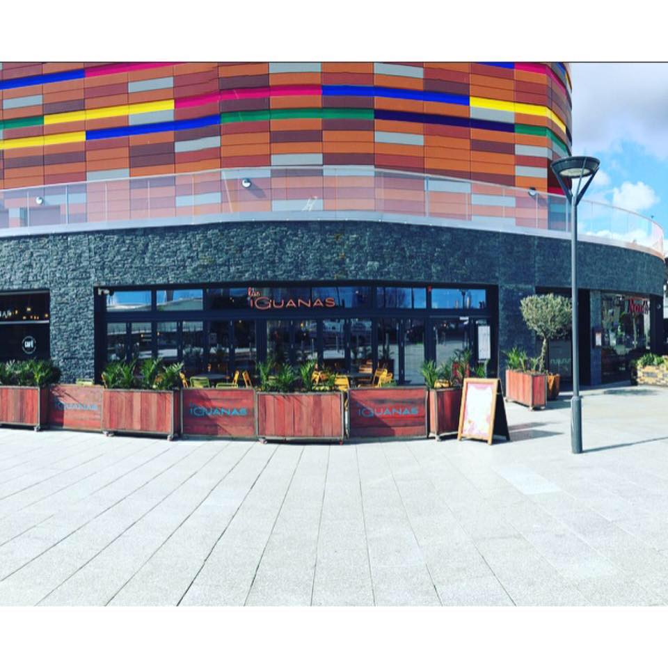 Vibrant outdoor venue at Las Iguanas Newport, perfect for casual meetings and networking events.