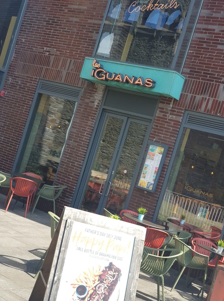 Vibrant Las Iguanas Swansea venue with outdoor seating for casual meetings and events.