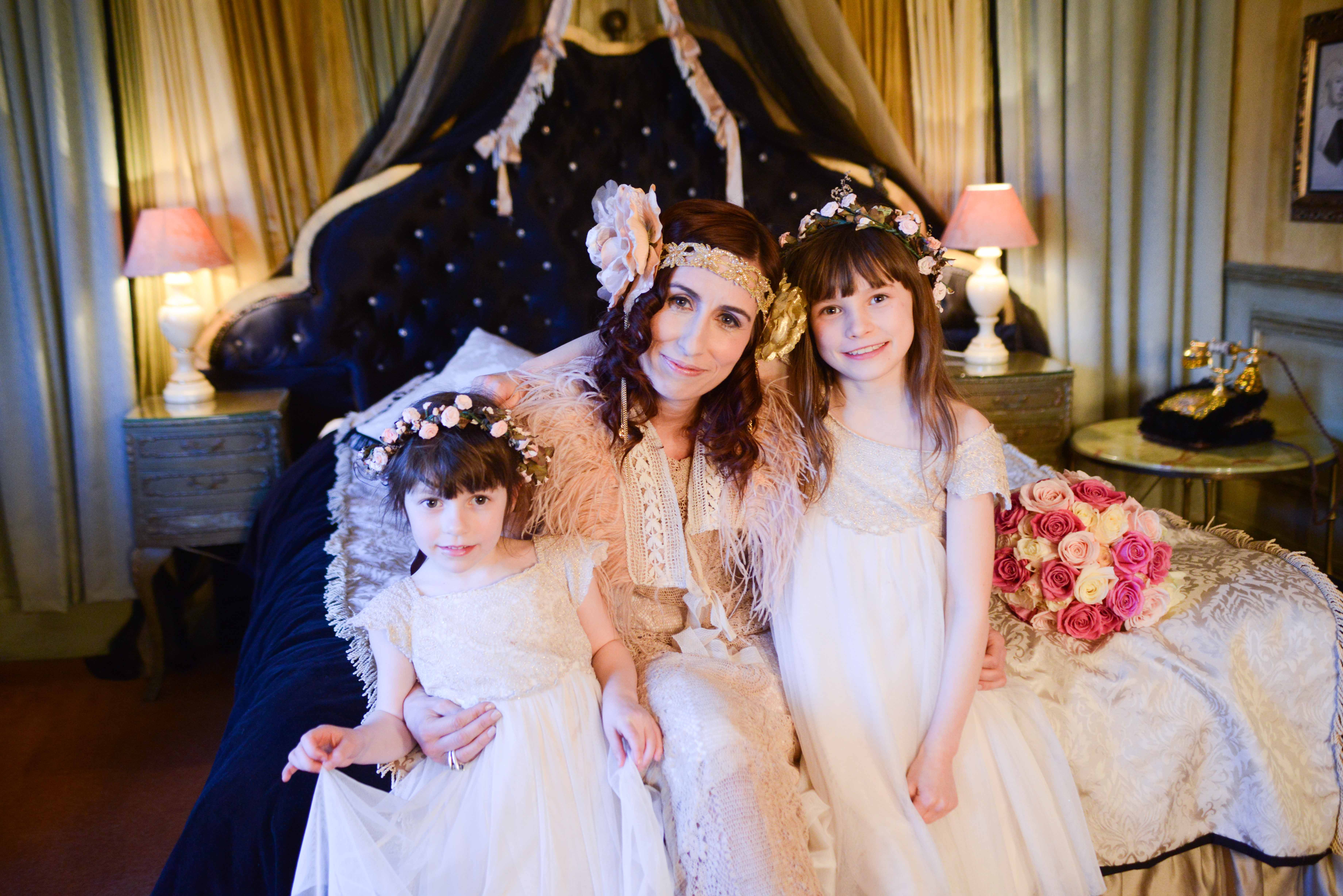 Elegant hotel setting with woman and girls, perfect for bridal showers or family celebrations.