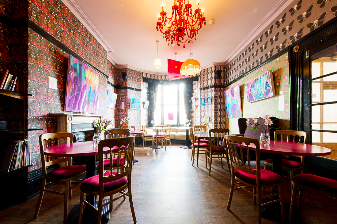 Vibrant bar hire space at Hotel Pelirocco for creative meetings and social events.