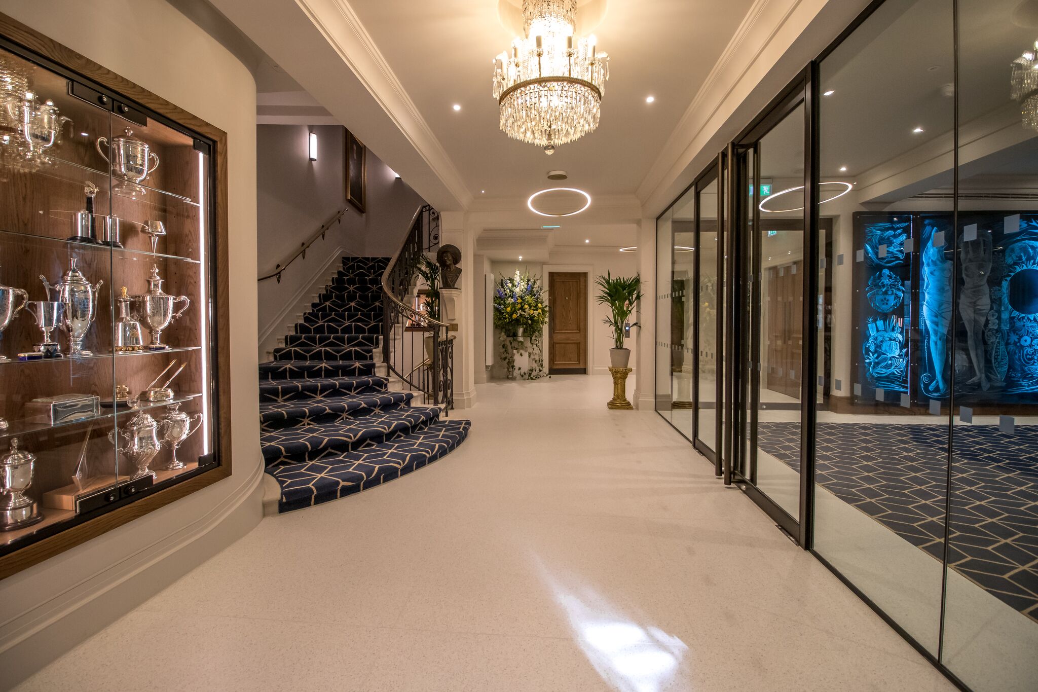 Elegant foyer with grand staircase, ideal for events and networking at 87 Barts Close.