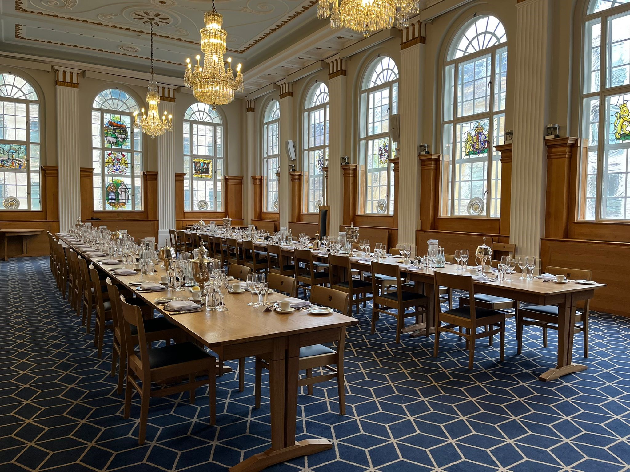 Elegant dining room in Great Hall, ideal for corporate events and formal gatherings.