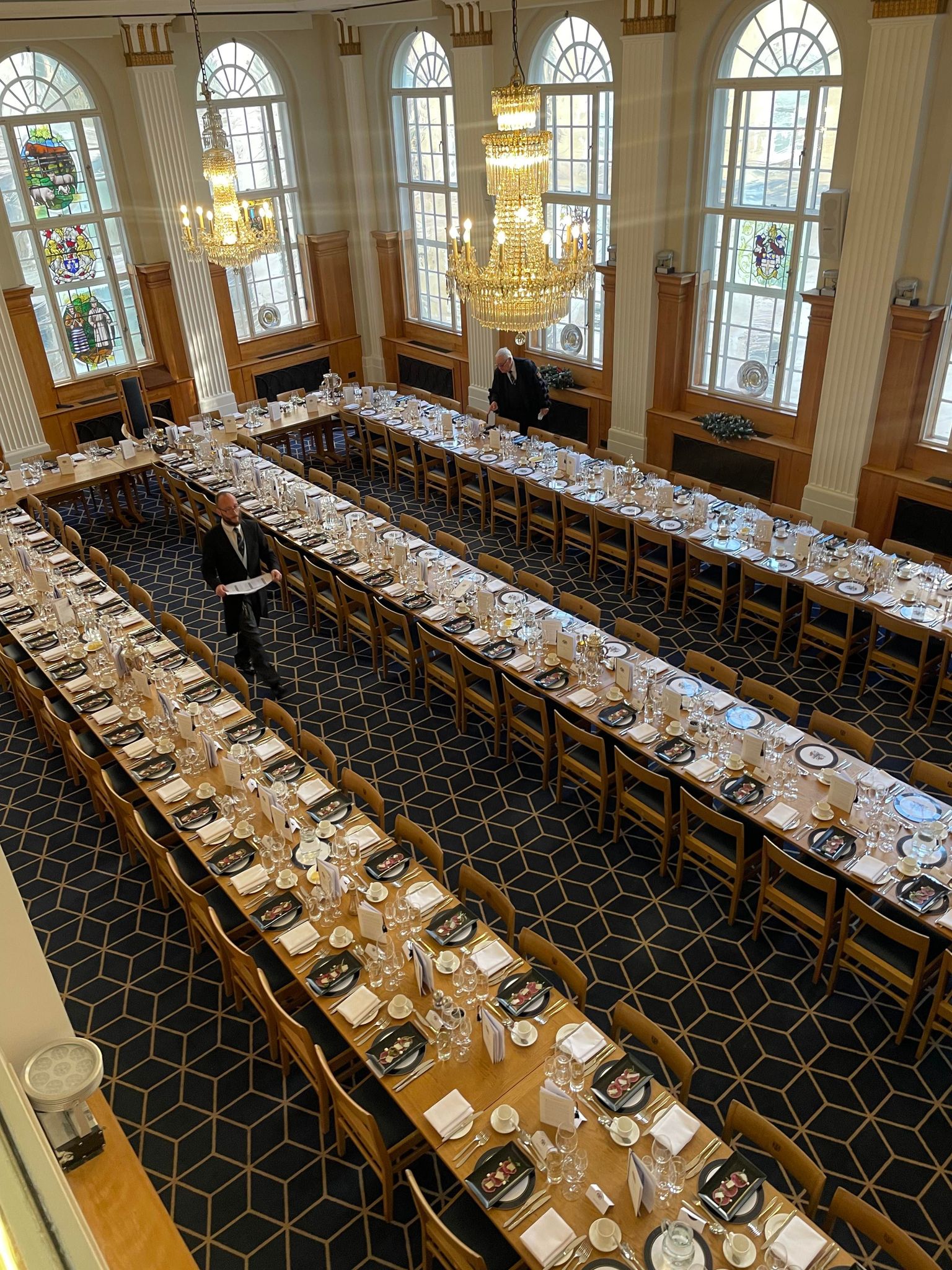 Elegant banquet setup in Great Hall, perfect for networking and formal gatherings.