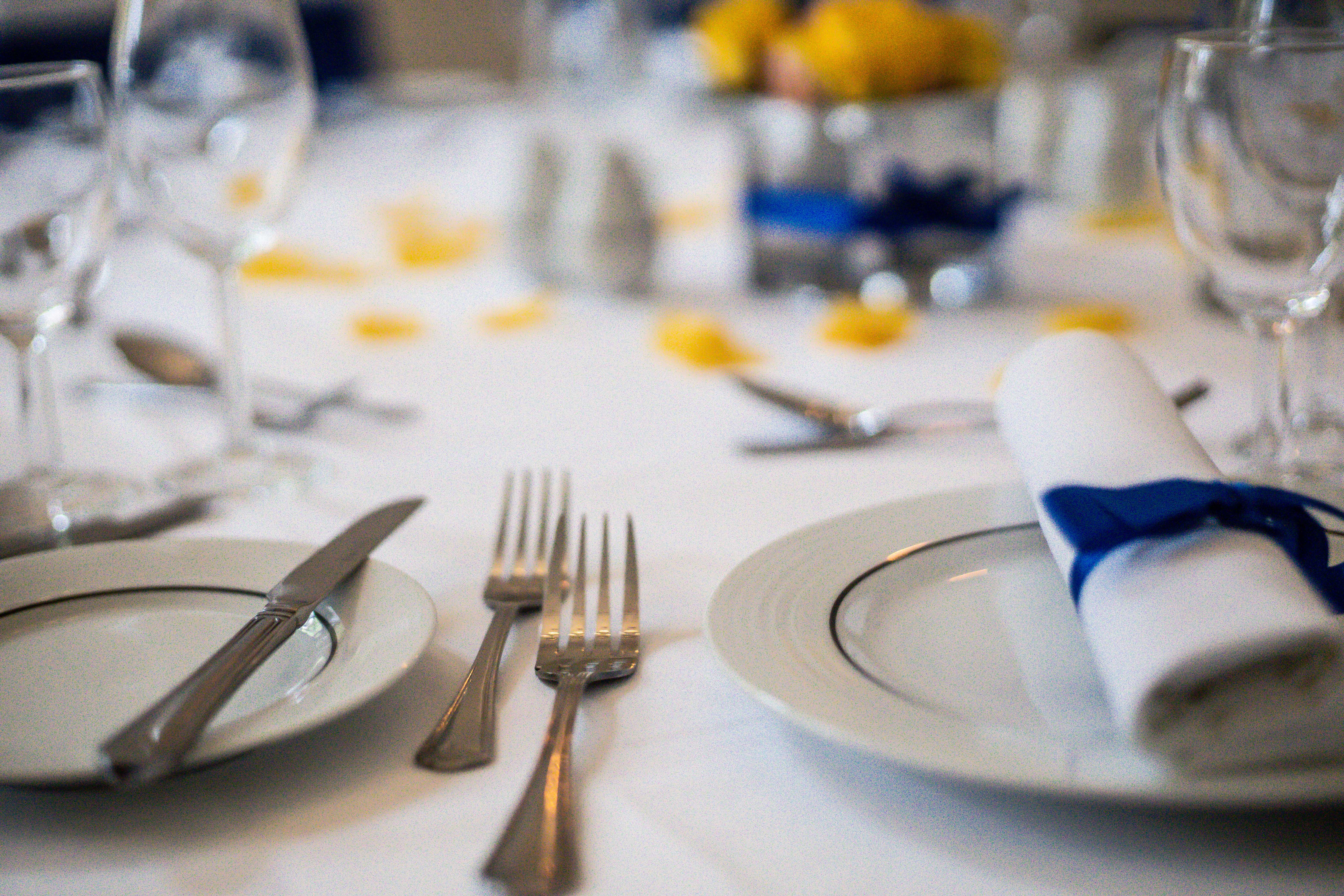 Elegant dining table in The Wellington Suite, perfect for weddings and formal events.