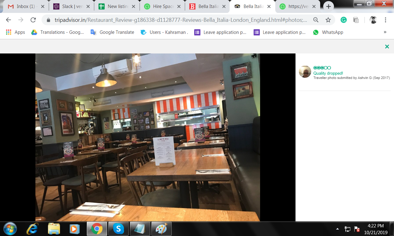 Spacious Bella Italia venue in London, ideal for private functions and corporate events.