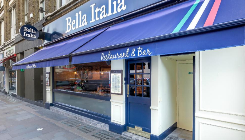 Bella Italia London venue exterior, ideal for casual corporate events and gatherings.