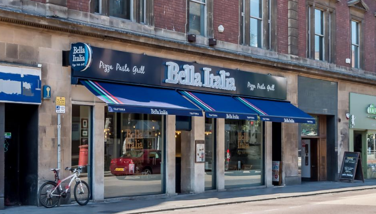 Bella Italia Bristol venue exterior, ideal for casual dining and team gatherings.