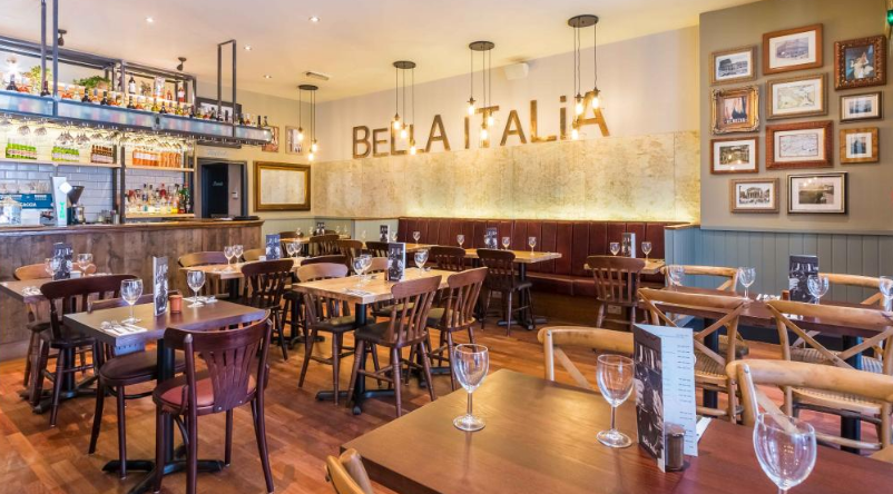 Whole Venue in Bella Italia Bristol: cozy restaurant space for events and gatherings.
