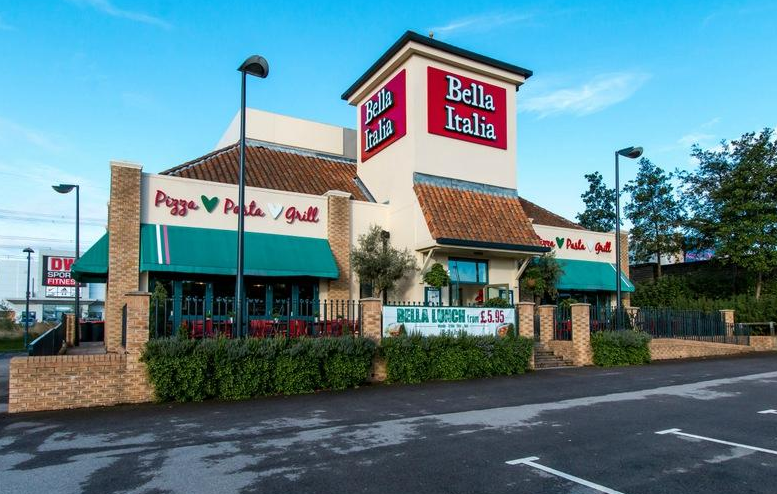 Bella Italia Leeds venue with outdoor seating for casual meetings and events.