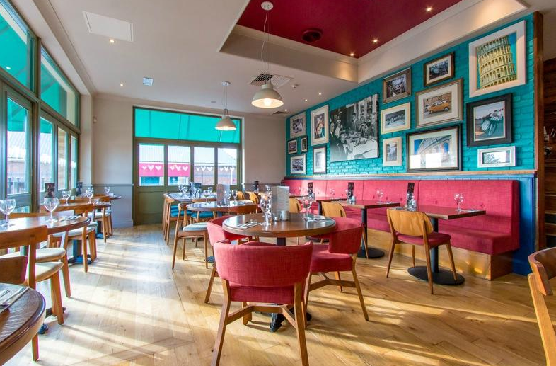 Vibrant dining space in Bella Italia Leeds for intimate gatherings and corporate events.
