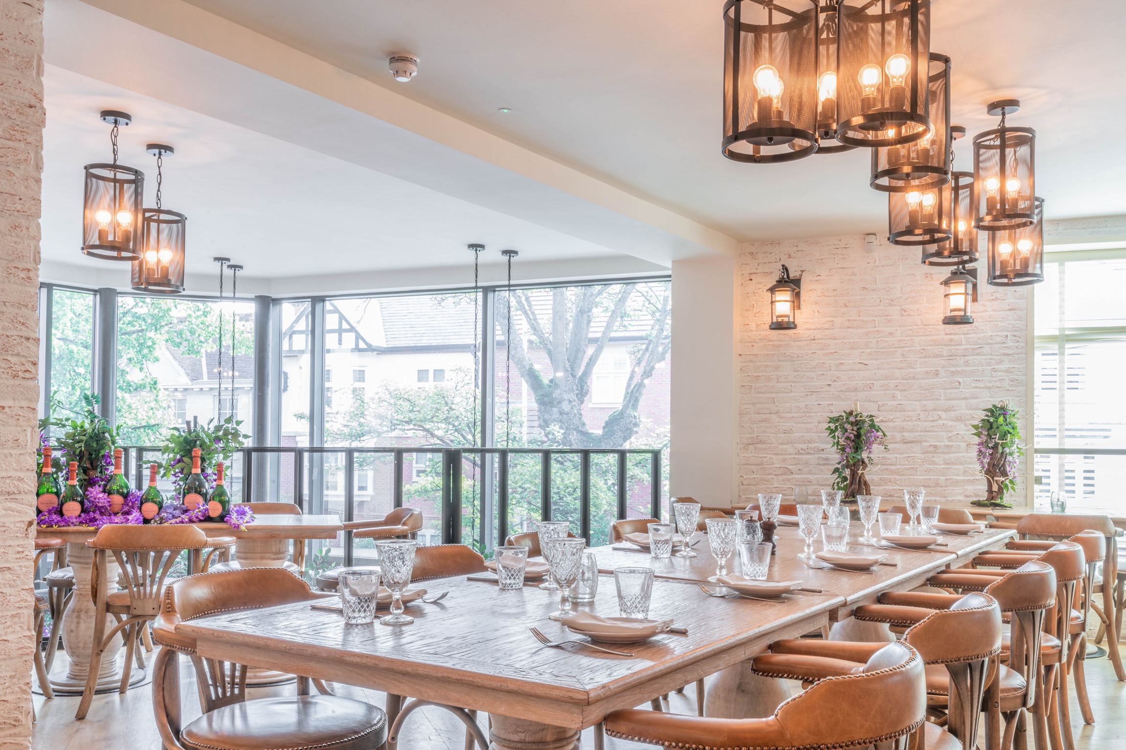 Elegant dining space in The Blossom Room, perfect for gatherings and corporate events.