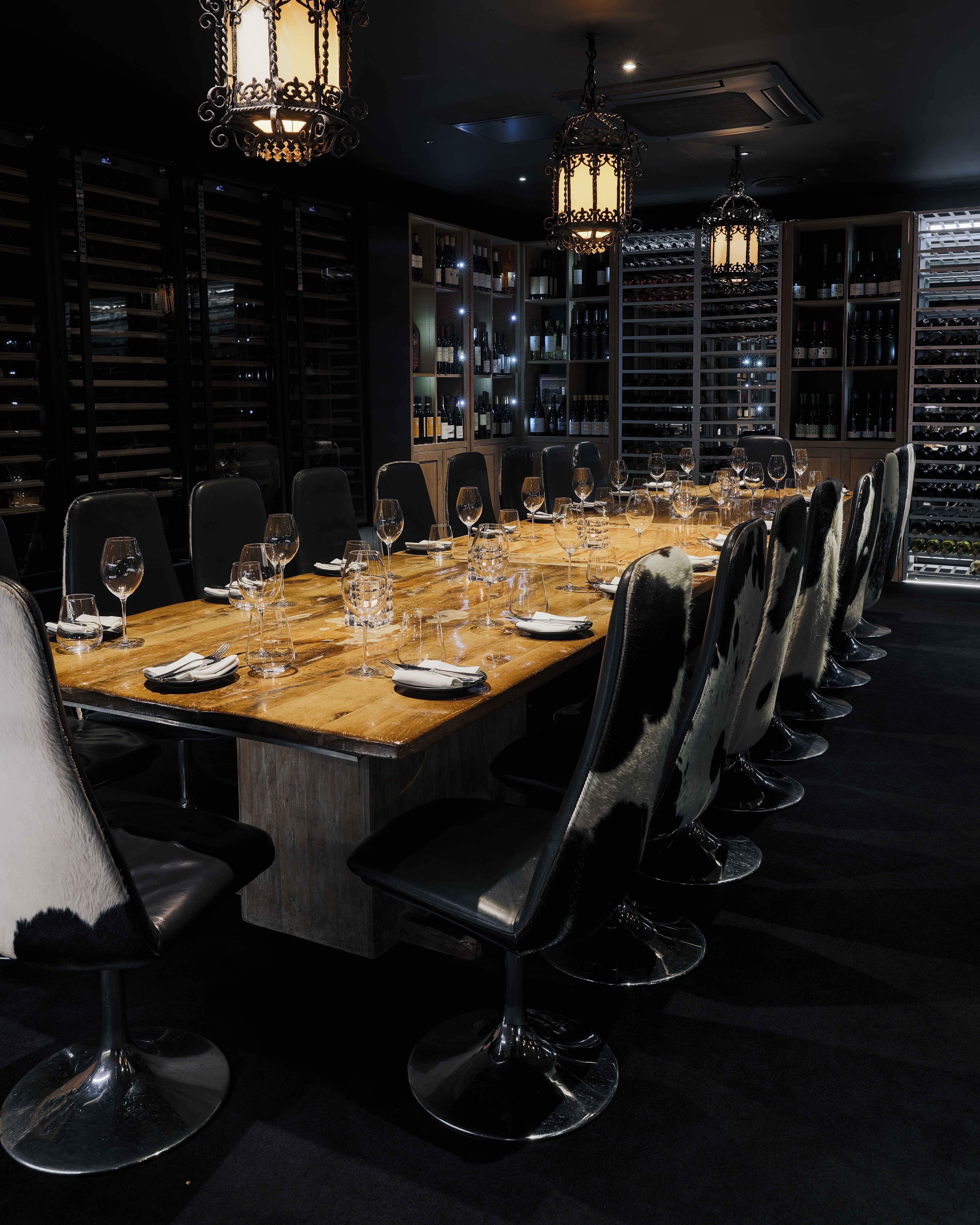 Elegant wine room at Gaucho Piccadilly for corporate meetings and exclusive events.