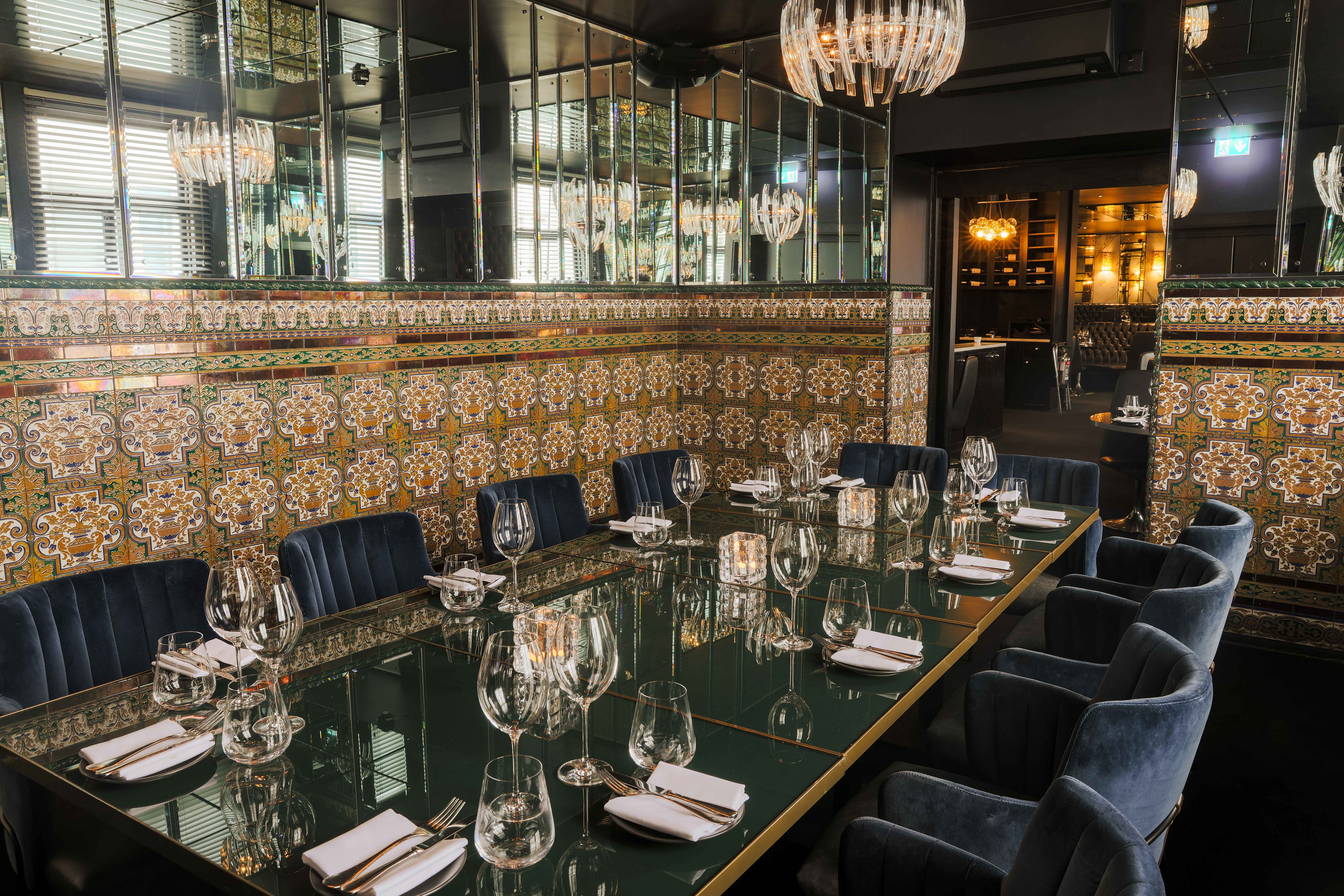 Elegant dining setup in Spanish Room, perfect for corporate meetings and exclusive events.