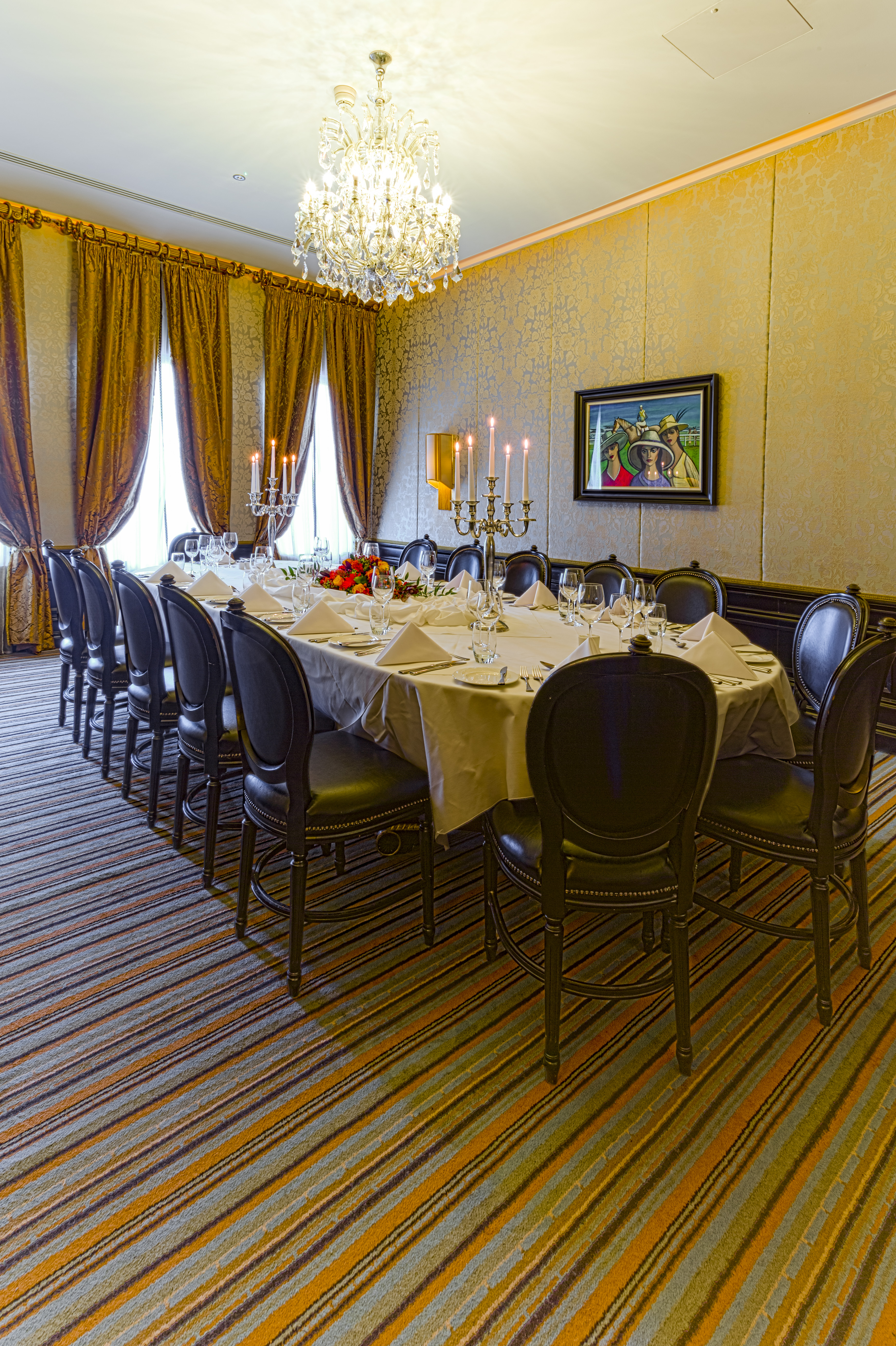 Elegant banquet setup in The Alan Quigley Room, Merchant Hotel Belfast for corporate events.