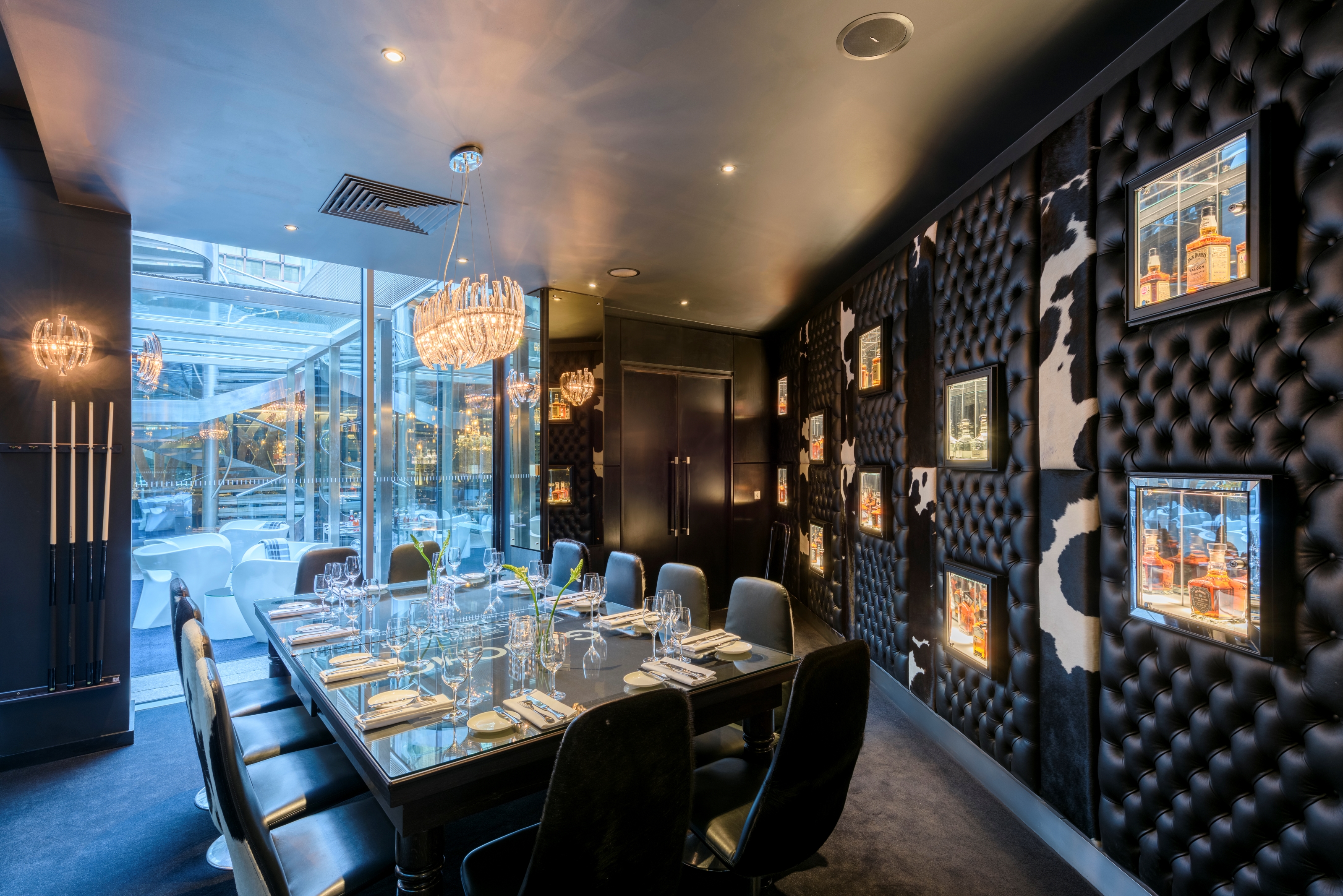 Private dining room at Gaucho Broadgate, elegant decor for exclusive events and meetings.