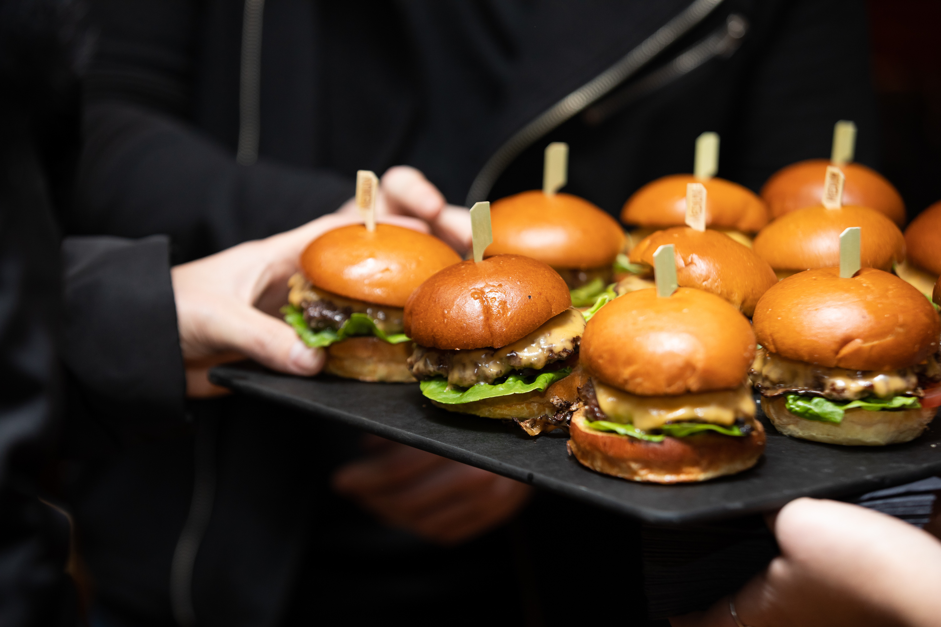 Gourmet sliders platter at Basement Bar, ideal for networking events and gatherings.