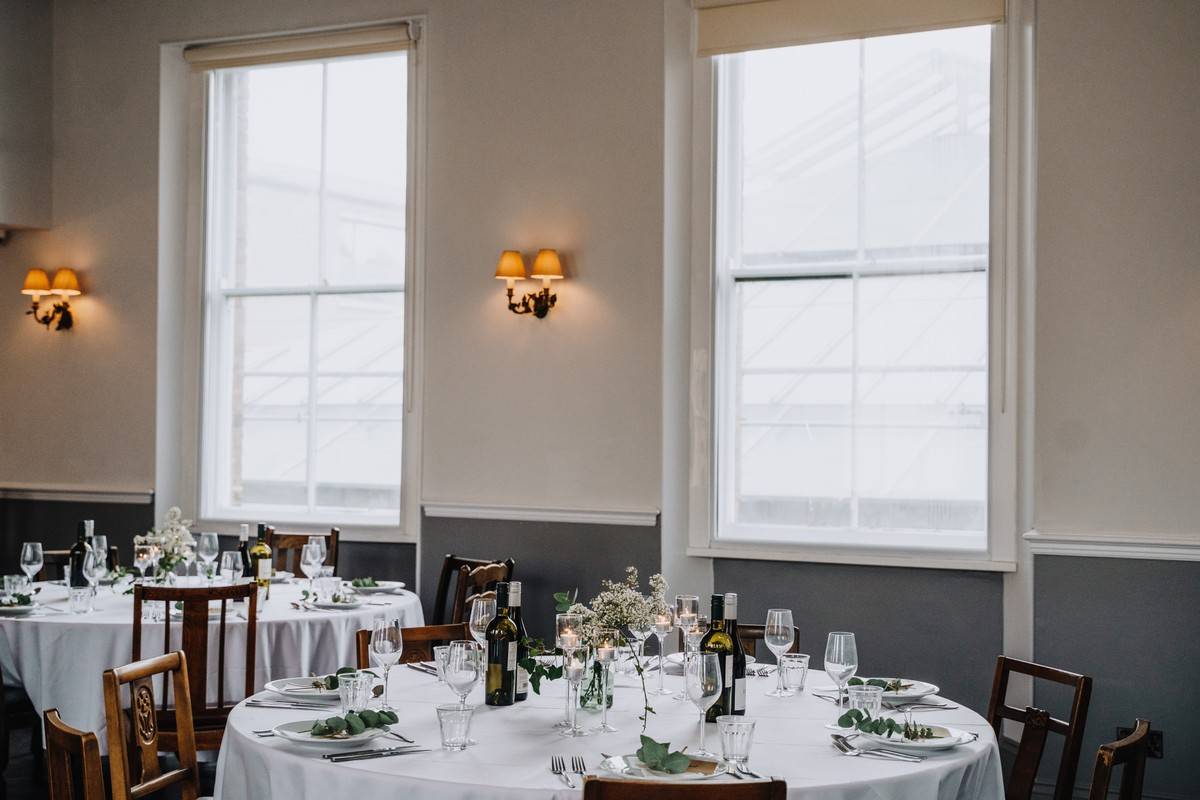 Elegant dining area at Clarence Hall, ideal for weddings and formal events.