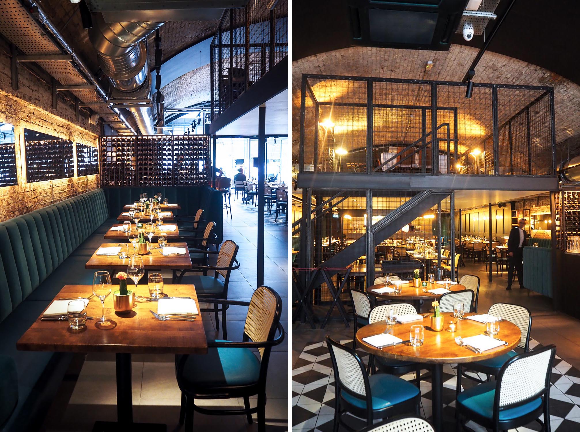 Stylish restaurant Mezzanine at Cinnamon Kitchen Battersea, ideal for events and gatherings.