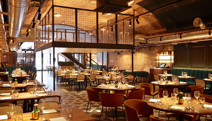 Stylish Mezzanine at Cinnamon Kitchen Battersea, ideal for events and private dining.