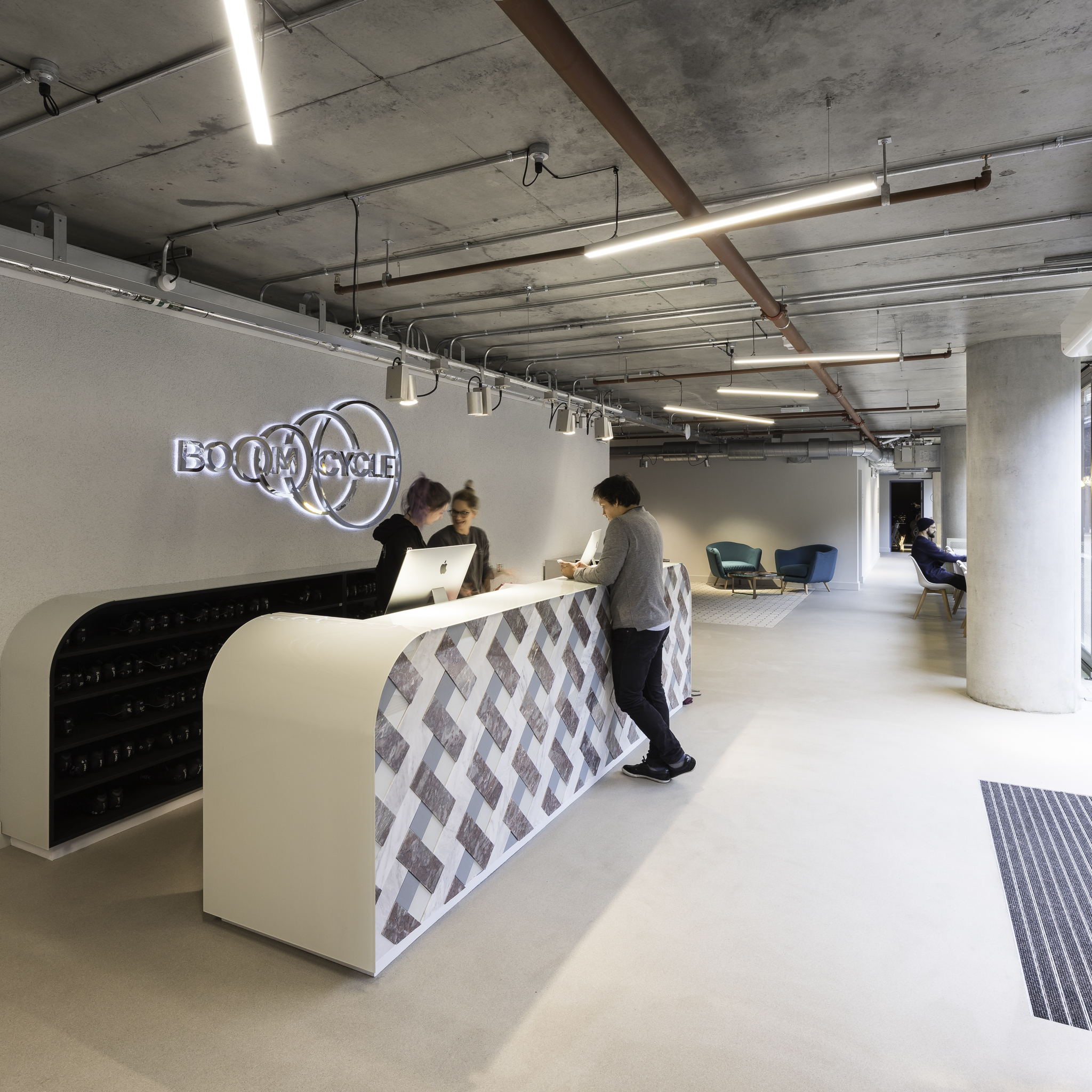 Modern reception area with sleek design, ideal for corporate events and social gatherings.