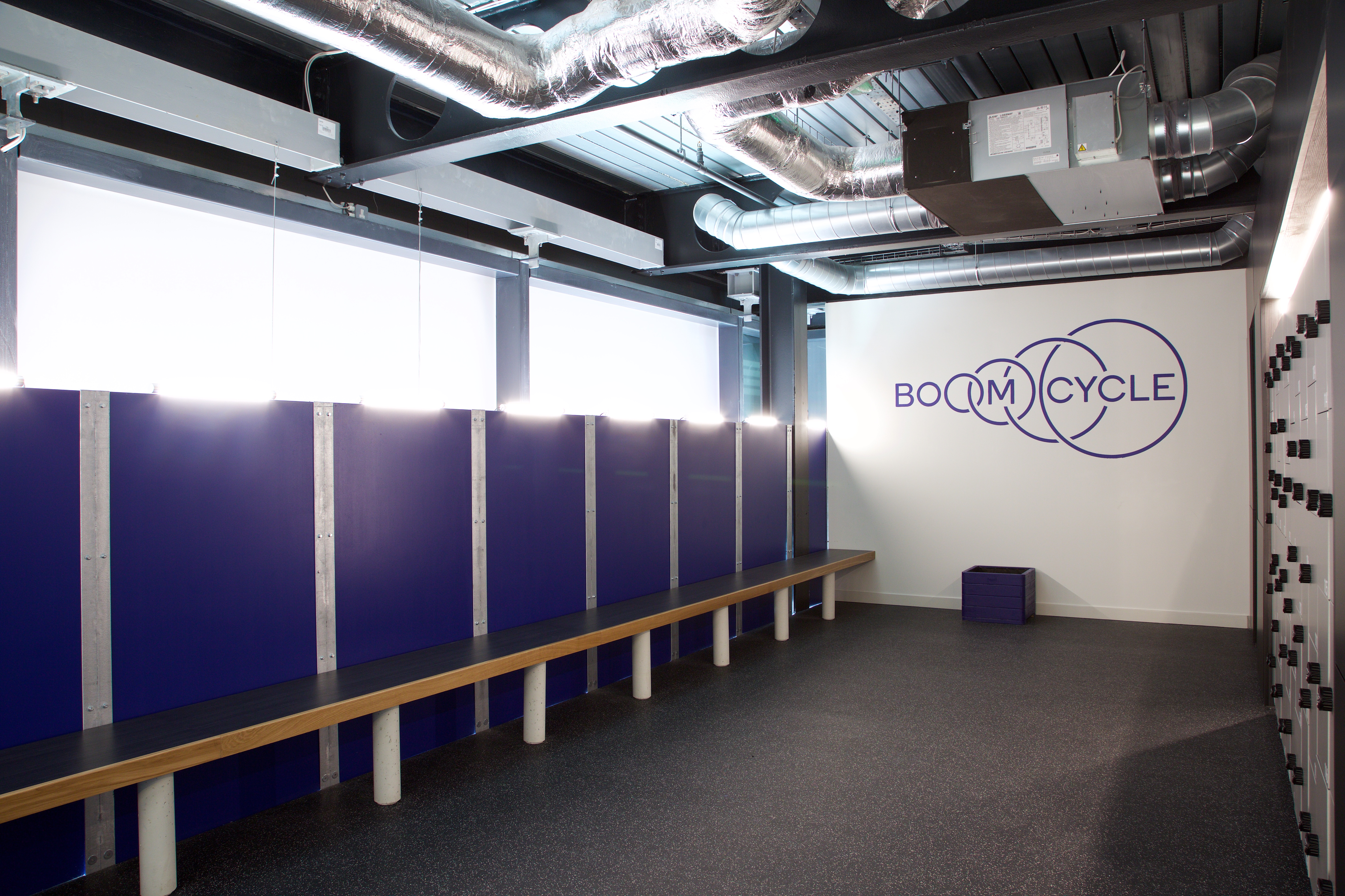Modern reception area at Boom Cycle Hammersmith, ideal for corporate events and wellness retreats.
