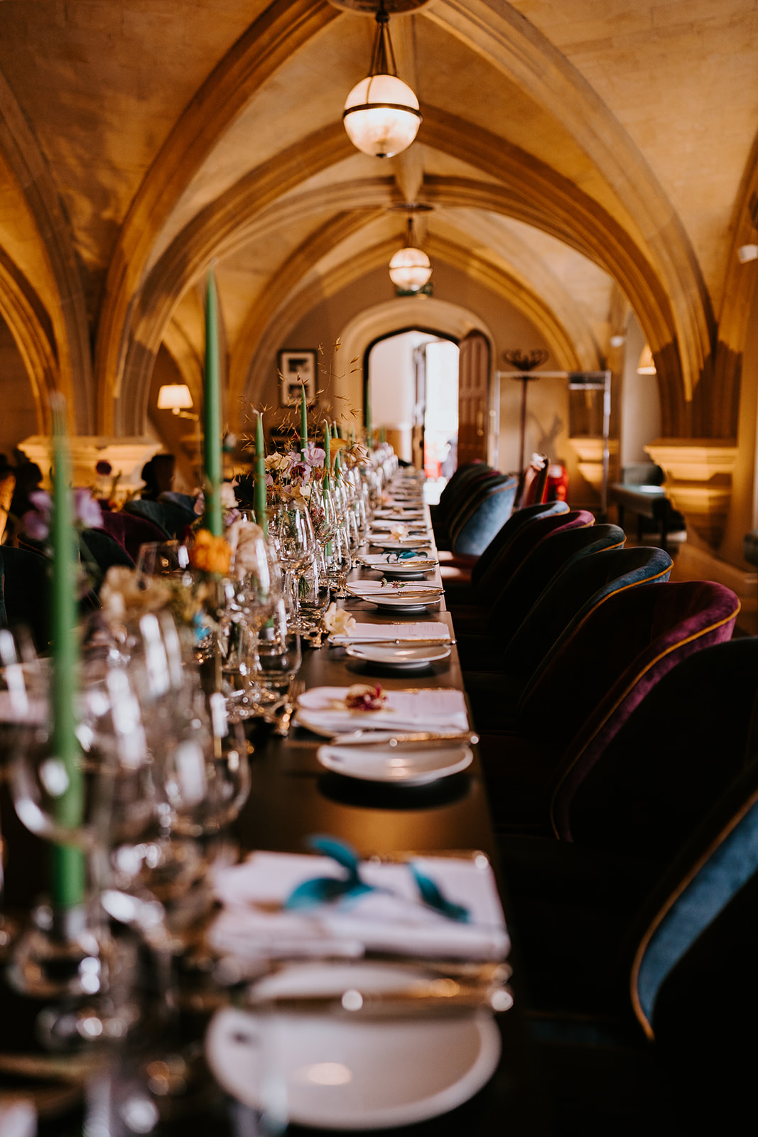 Elegant dining table in Members' Common Room, Lincoln's Inn for formal events and galas.
