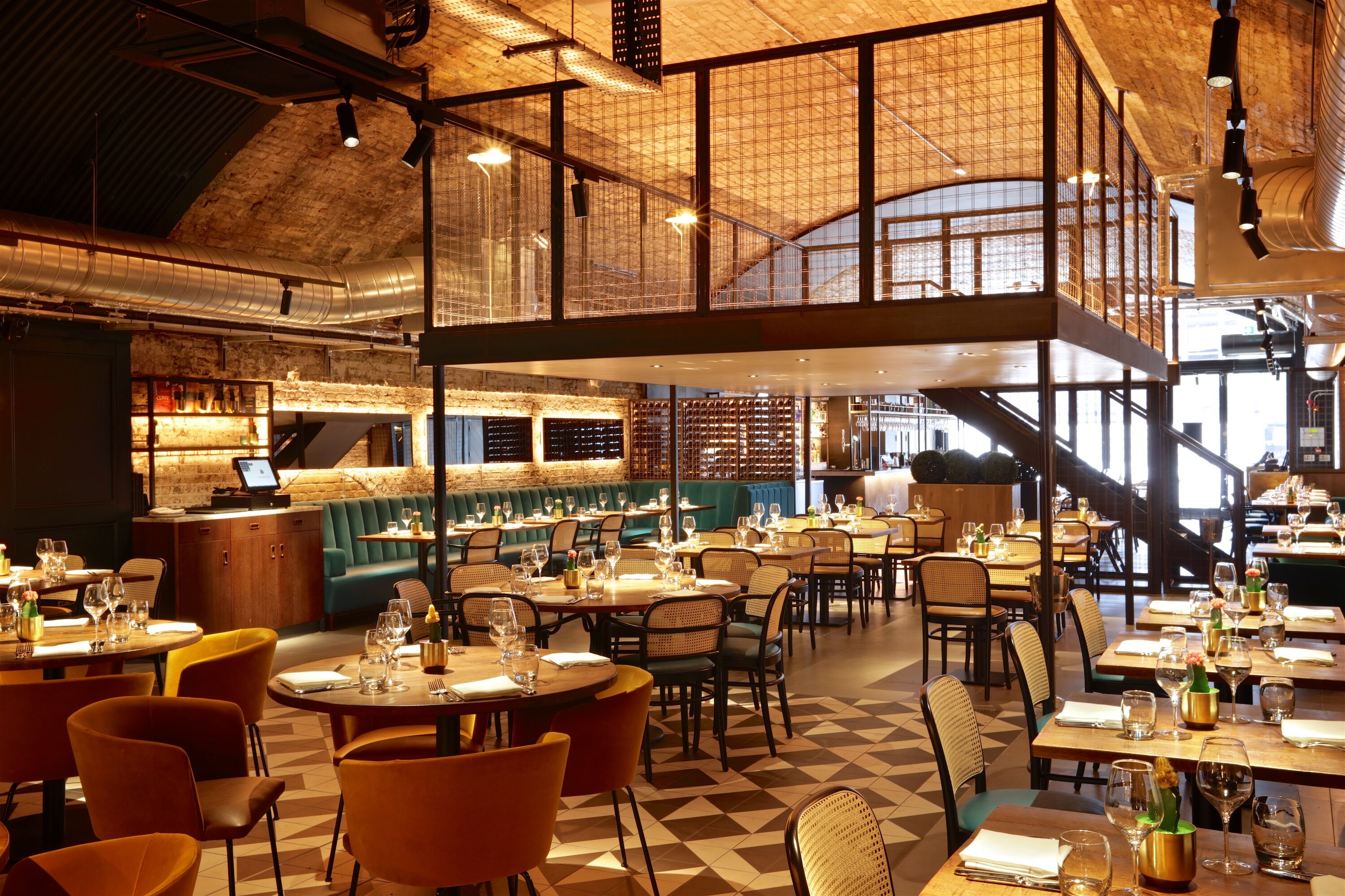 Modern restaurant venue in Cinnamon Kitchen Battersea, ideal for events and gatherings.