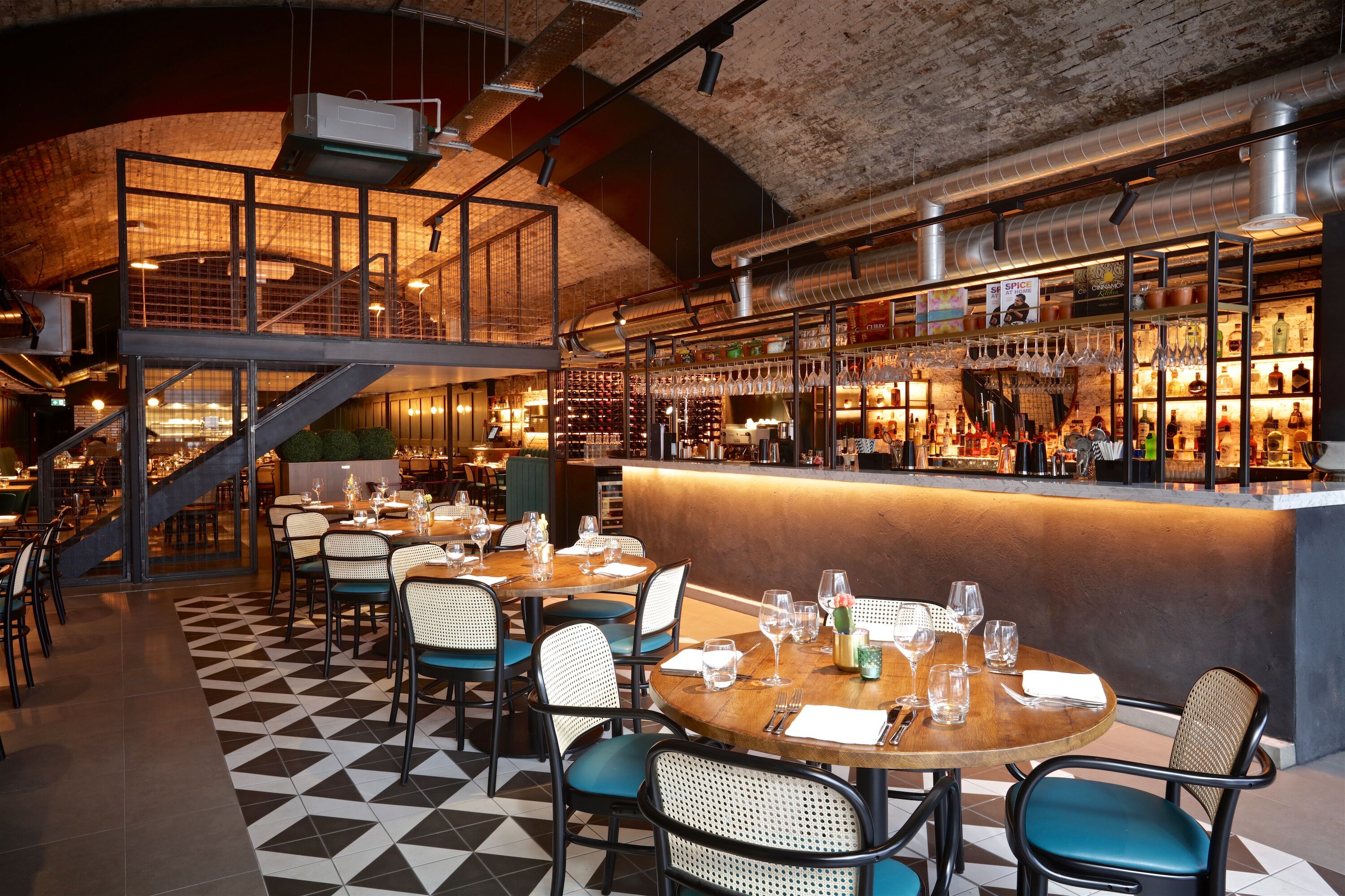 Stylish restaurant venue in Cinnamon Kitchen Battersea for networking and events.