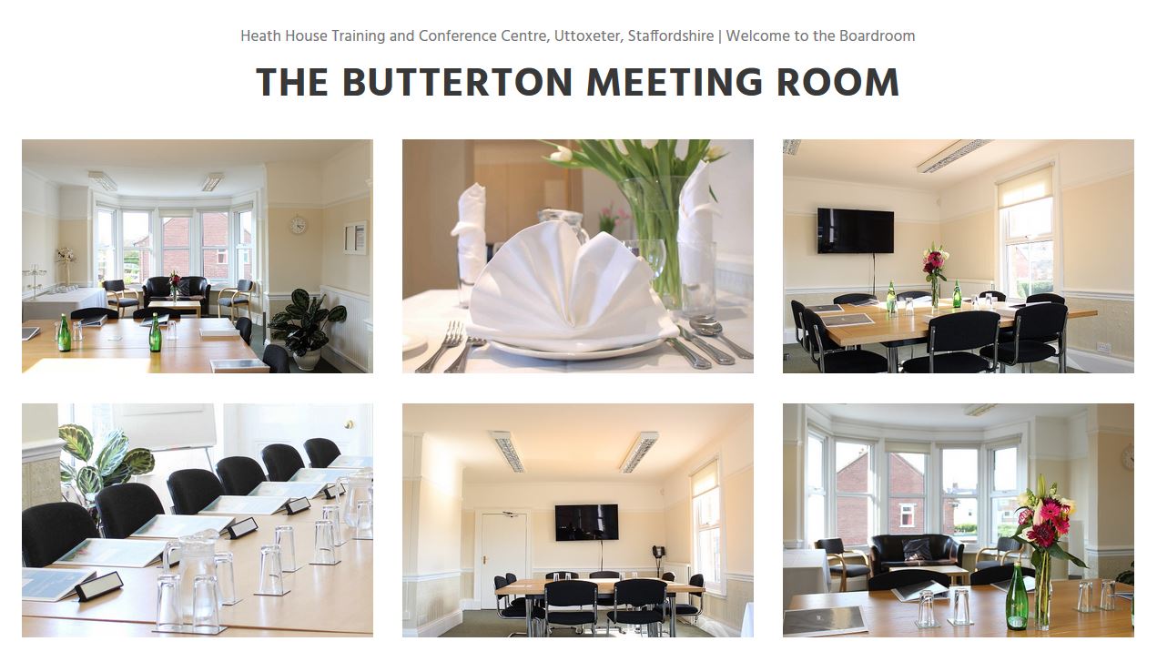 Butterton Room at Heath House: elegant meeting space for corporate events and workshops.