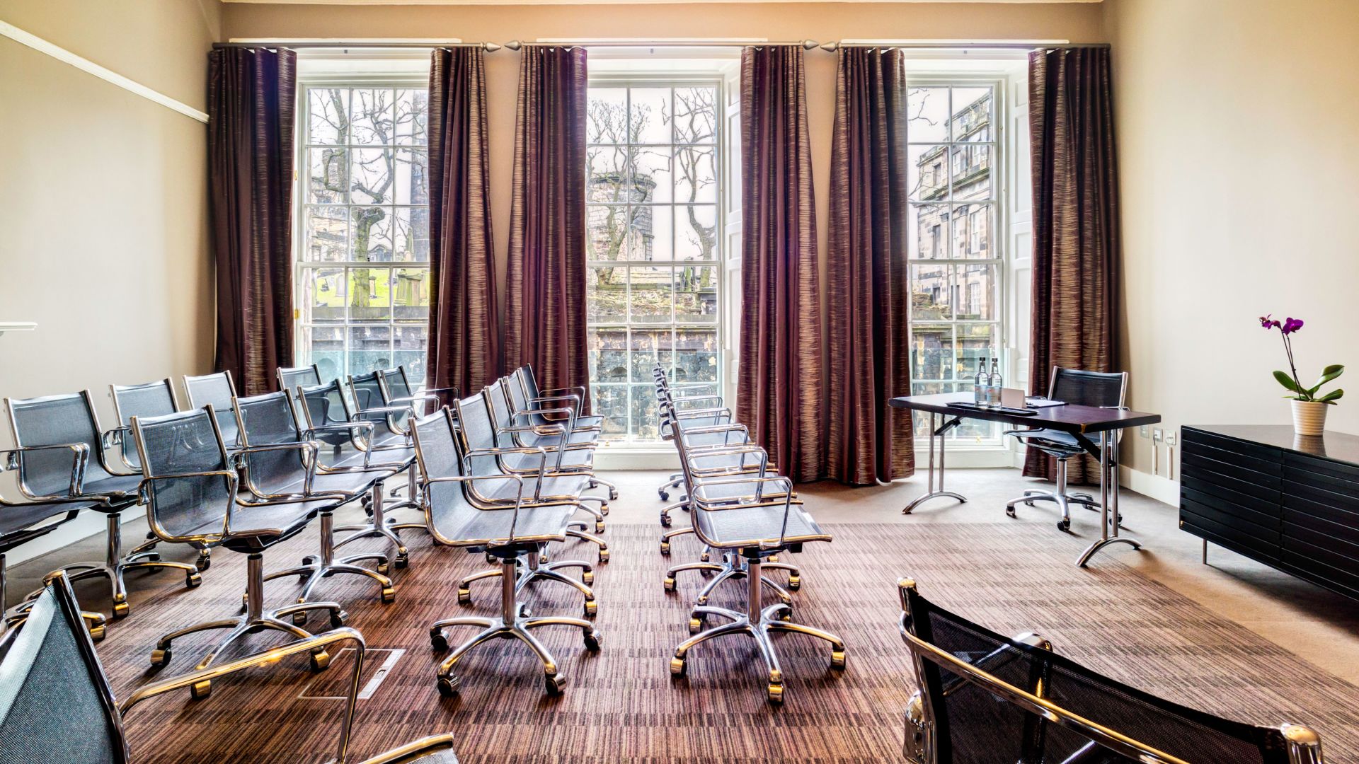 Regent meeting room at Apex Waterloo Place, featuring ergonomic chairs for corporate events.