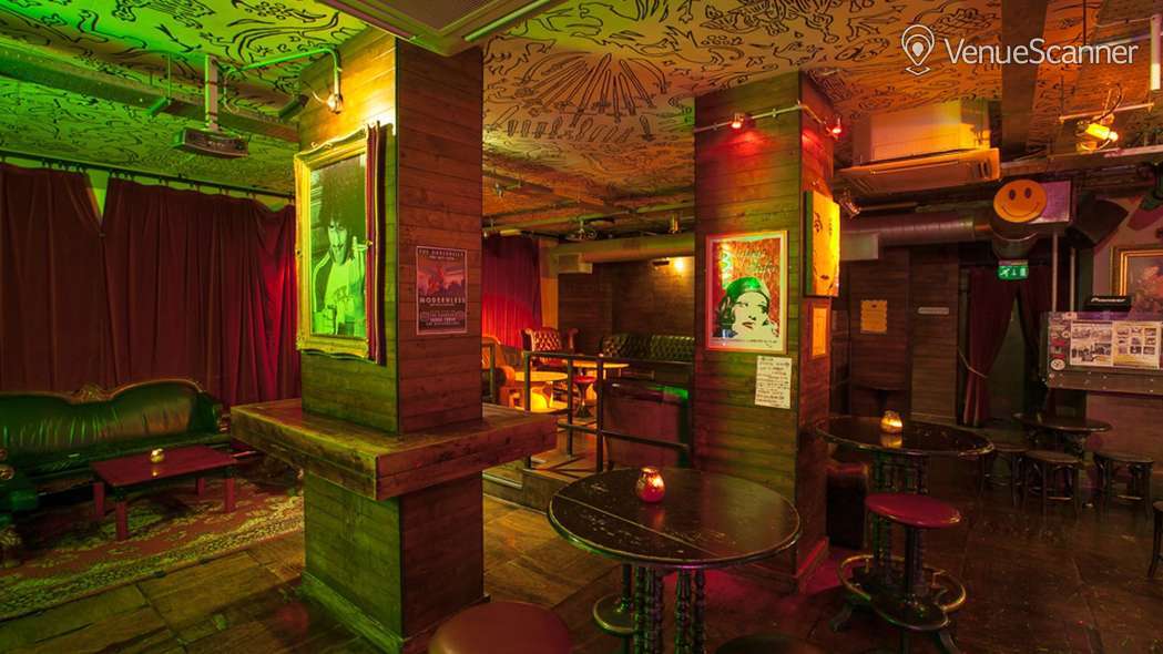 Hoxton Underbelly venue with warm lighting, ideal for casual meetings and social events.