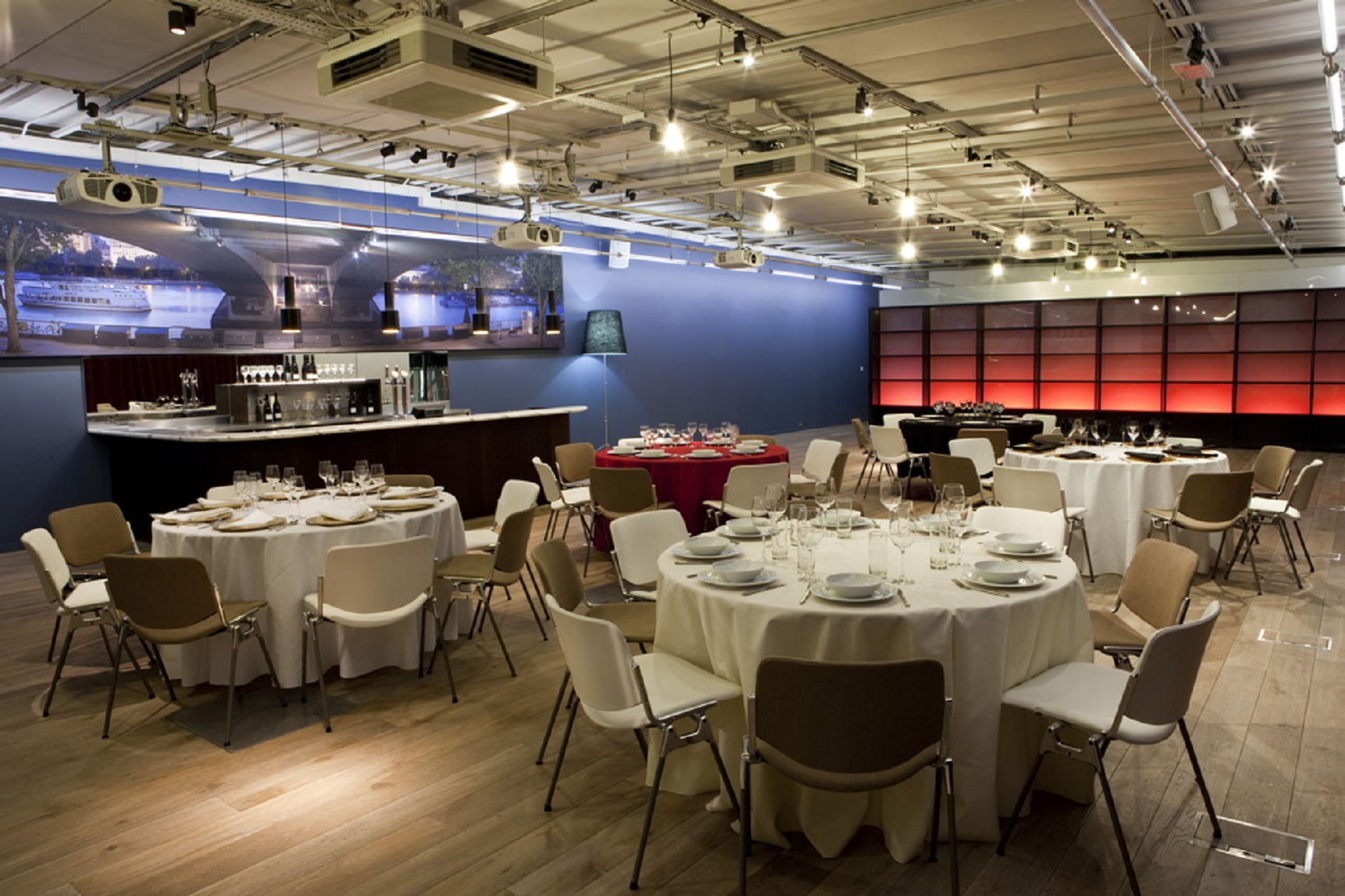 Elegant Blue Room at BFI Southbank, perfect for formal dinners and networking events.