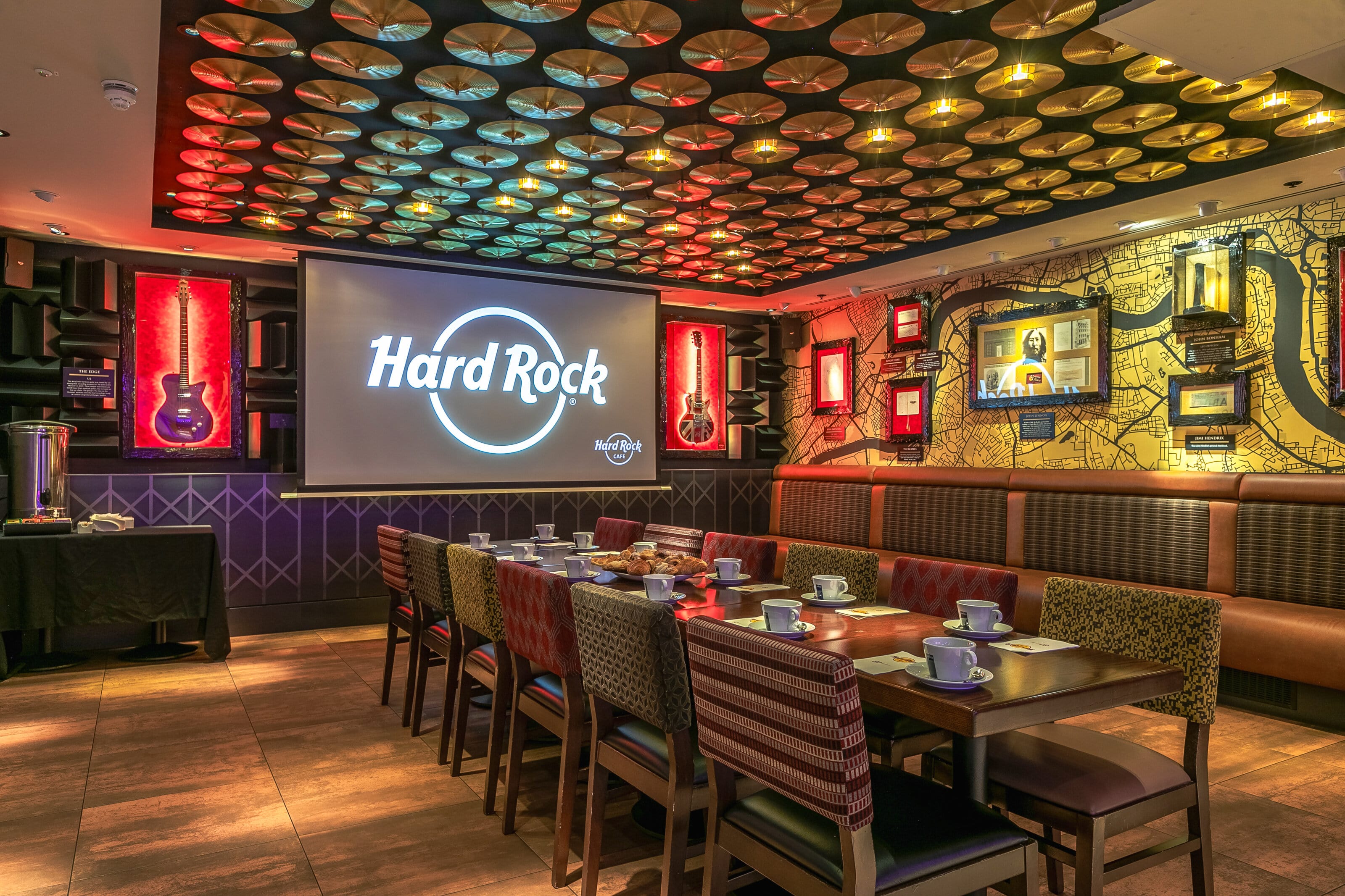 Legends Room at Hard Rock Cafe Piccadilly Circus, vibrant meeting space for corporate events.